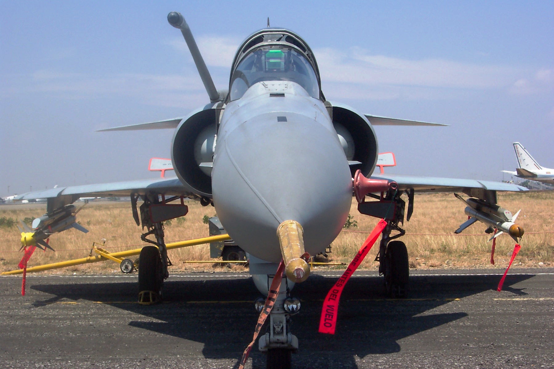 An Ecuadorian Air Force Kfir CE. The military plays roles in national defense and internal security.