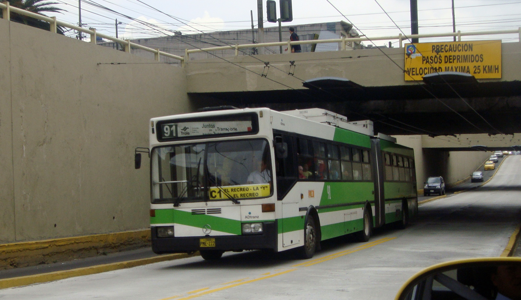 The Trolebús bus rapid transit system in Quito, a key part of the capital's public transport.