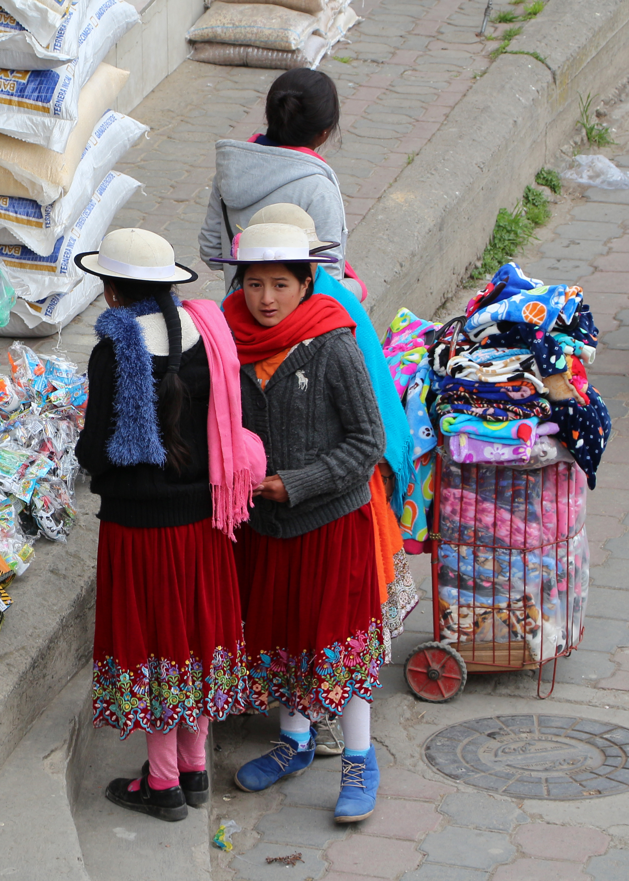 Cañari children in traditional Andean indigenous clothing, representing one of Ecuador's many indigenous groups.