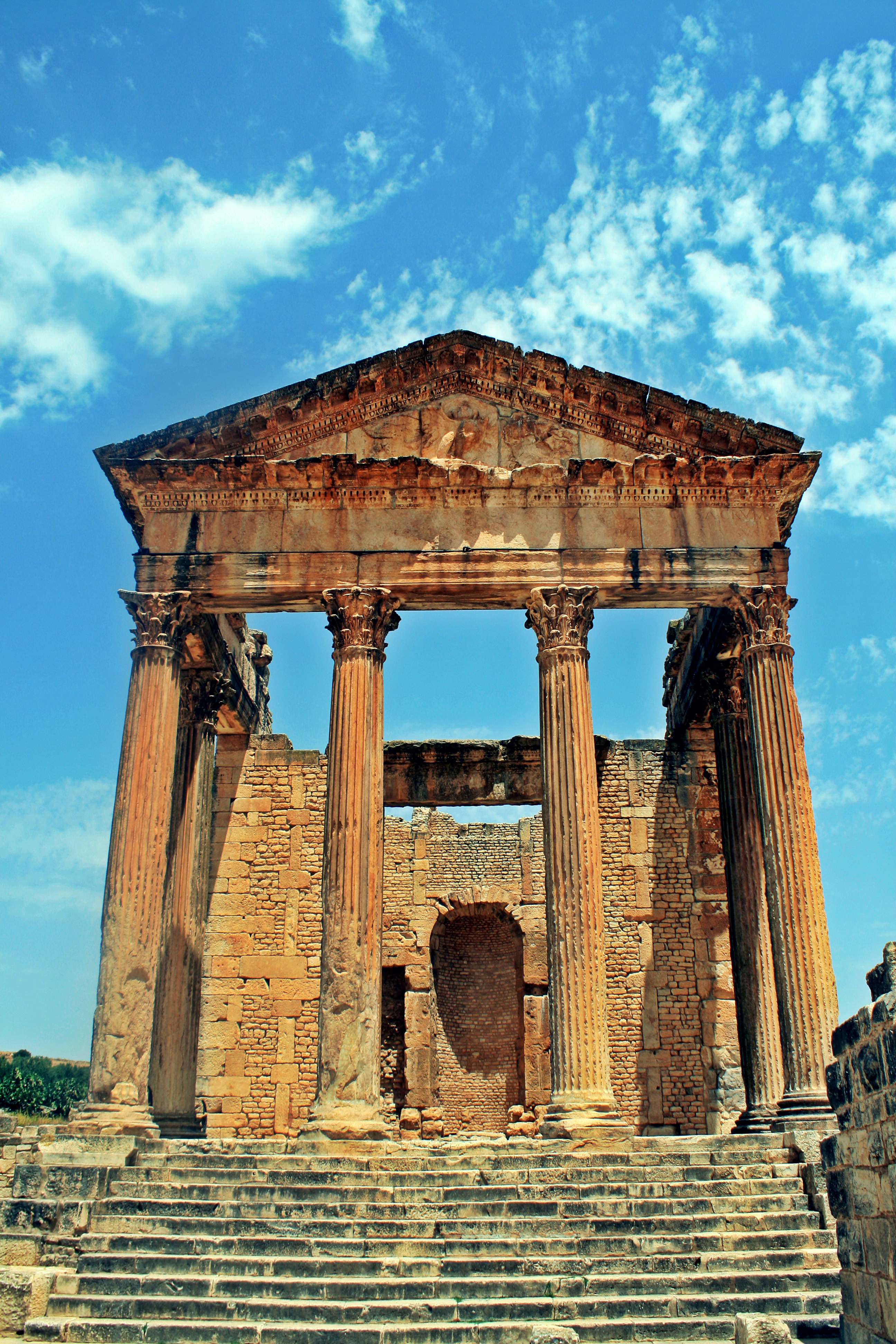 Ruins of a 2nd-century temple in Dougga, one of nine World Heritage Sites in Tunisia