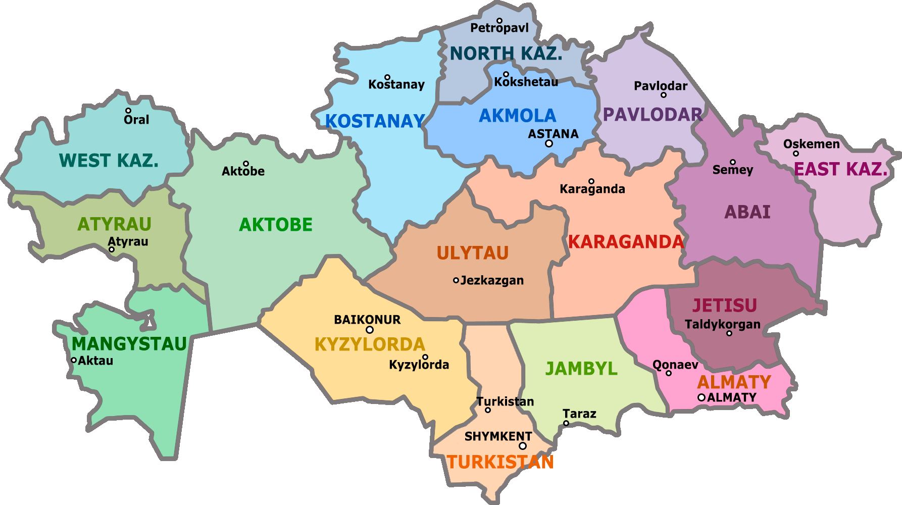 カザフスタンの行政区画