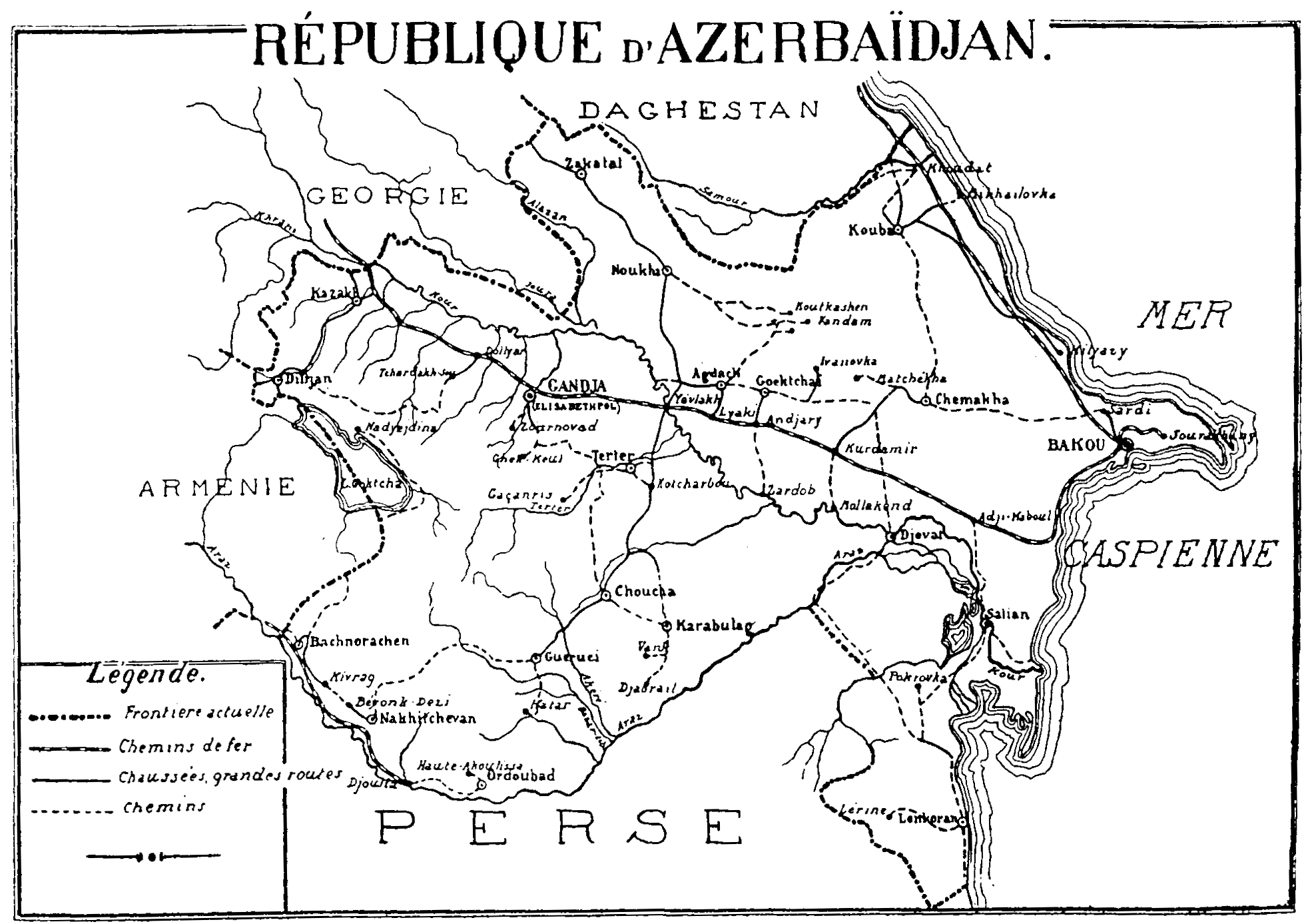 Map presented by the delegation of Azerbaijan at the 1919 Paris Peace Conference.