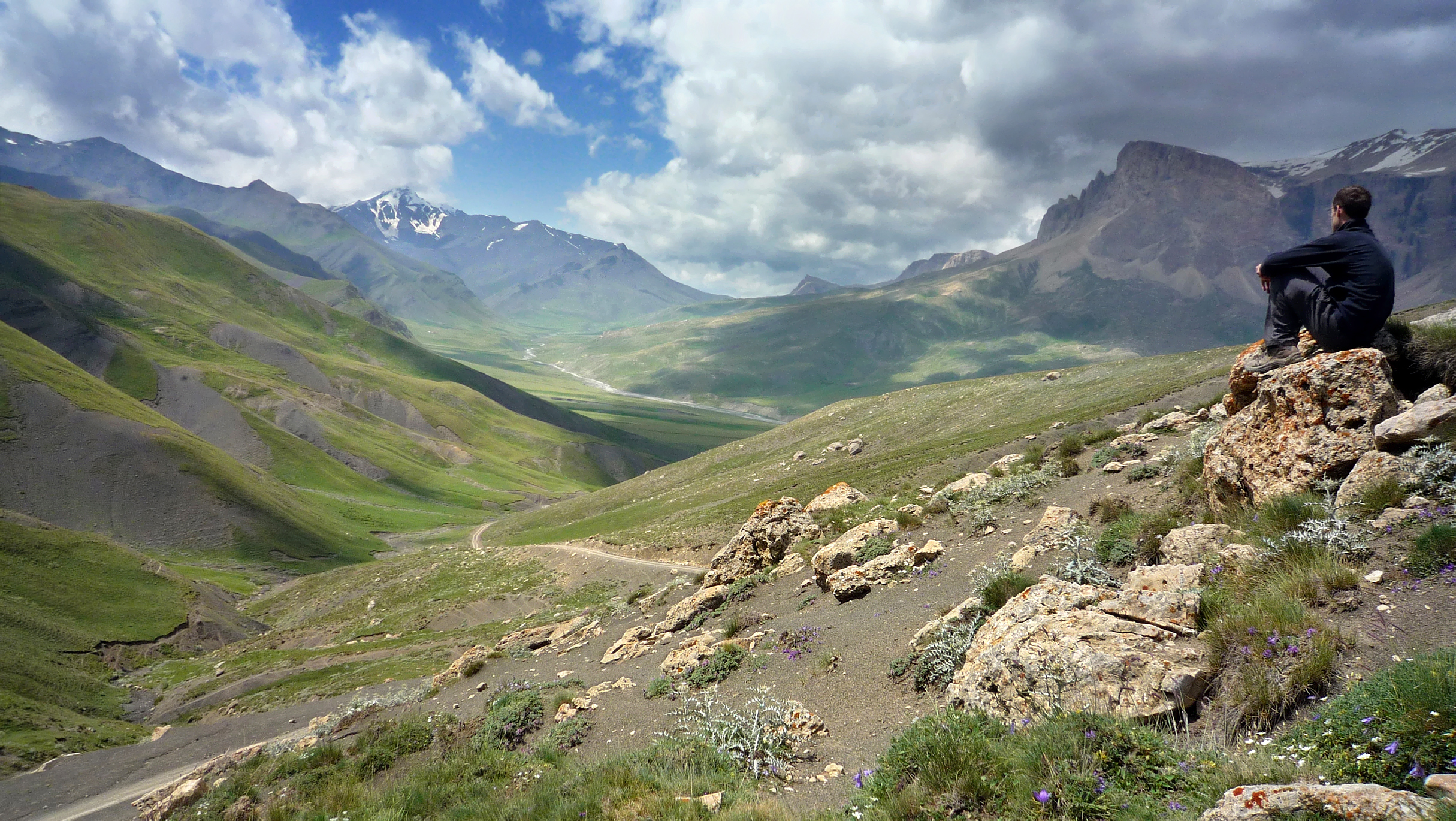 The landscape of Khinalug valley in the Greater Caucasus mountains.
