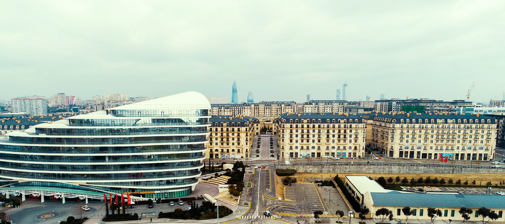 Baku White City in Baku, an example of modern urban development, opened in 2011 and largely completed by 2022.
