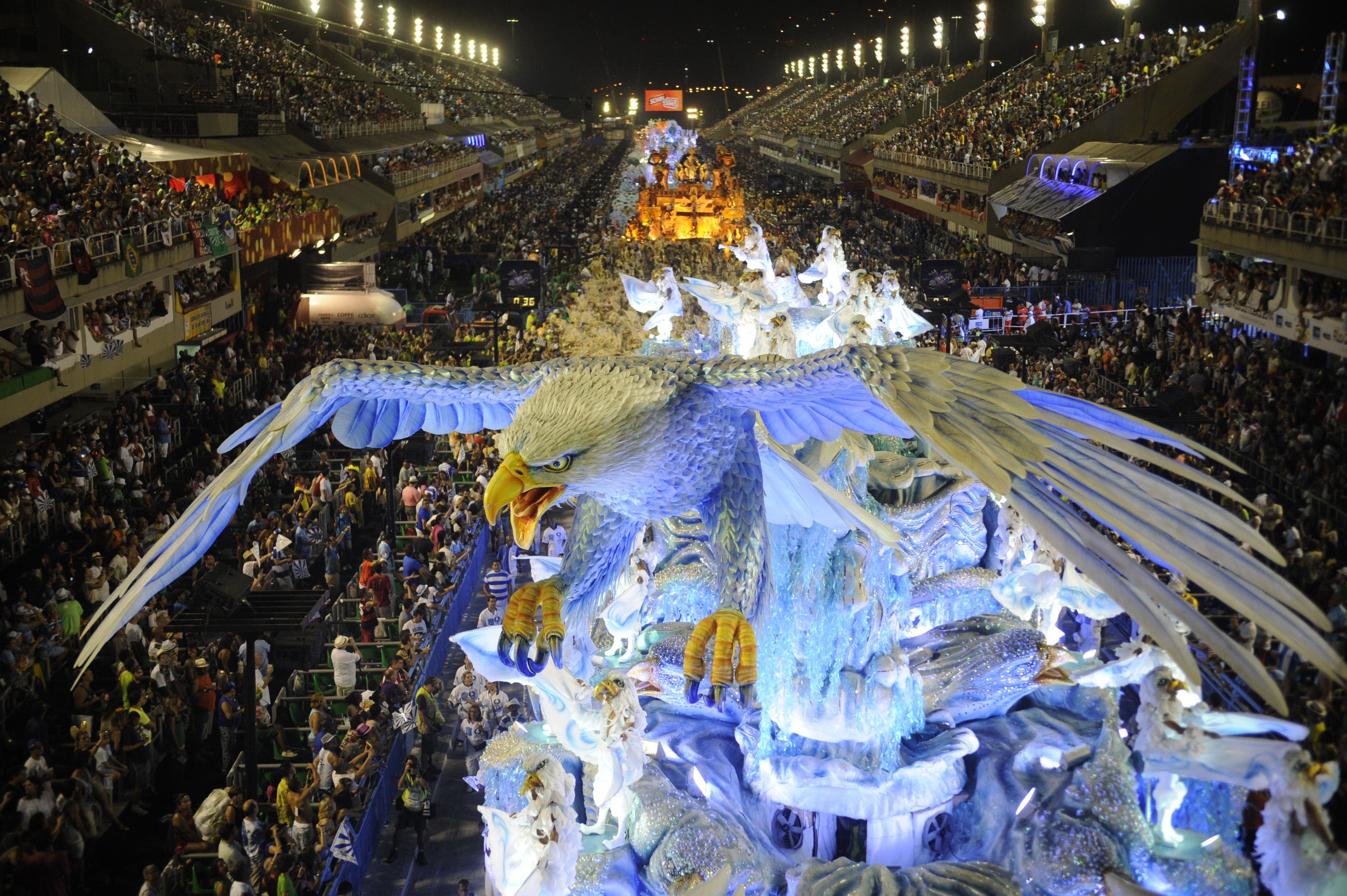 Parade of Portela samba school at the Rio Carnival, the largest carnival in the world.