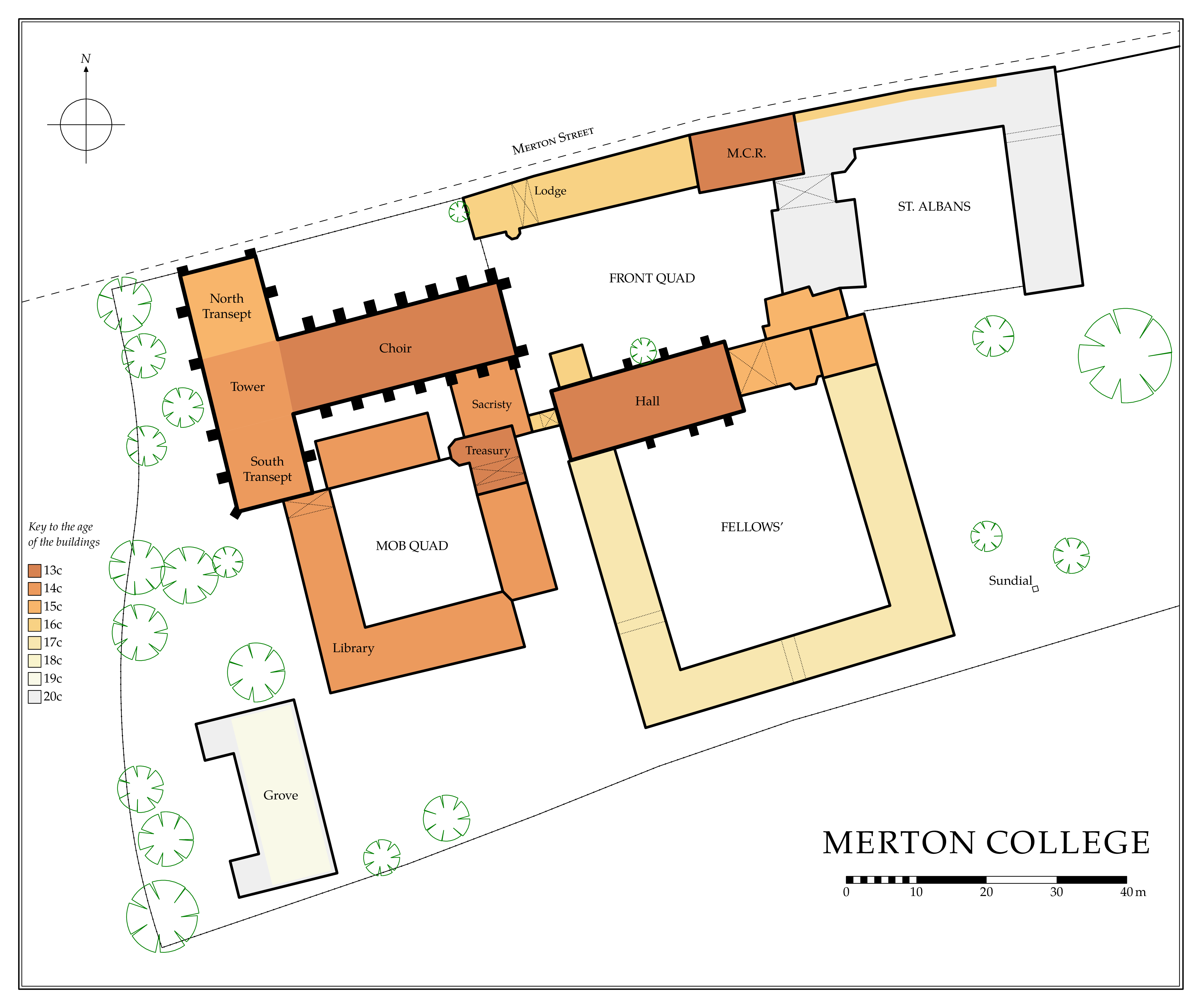 건물 배치도, 건축 시기 표시