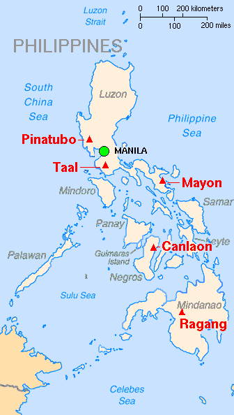 Các núi lửa chính ở Philippines