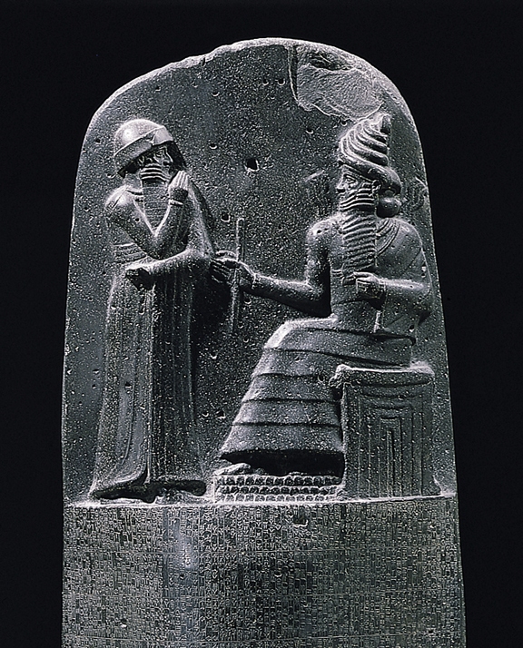 Upper part of the stele of the Code of Hammurabi.