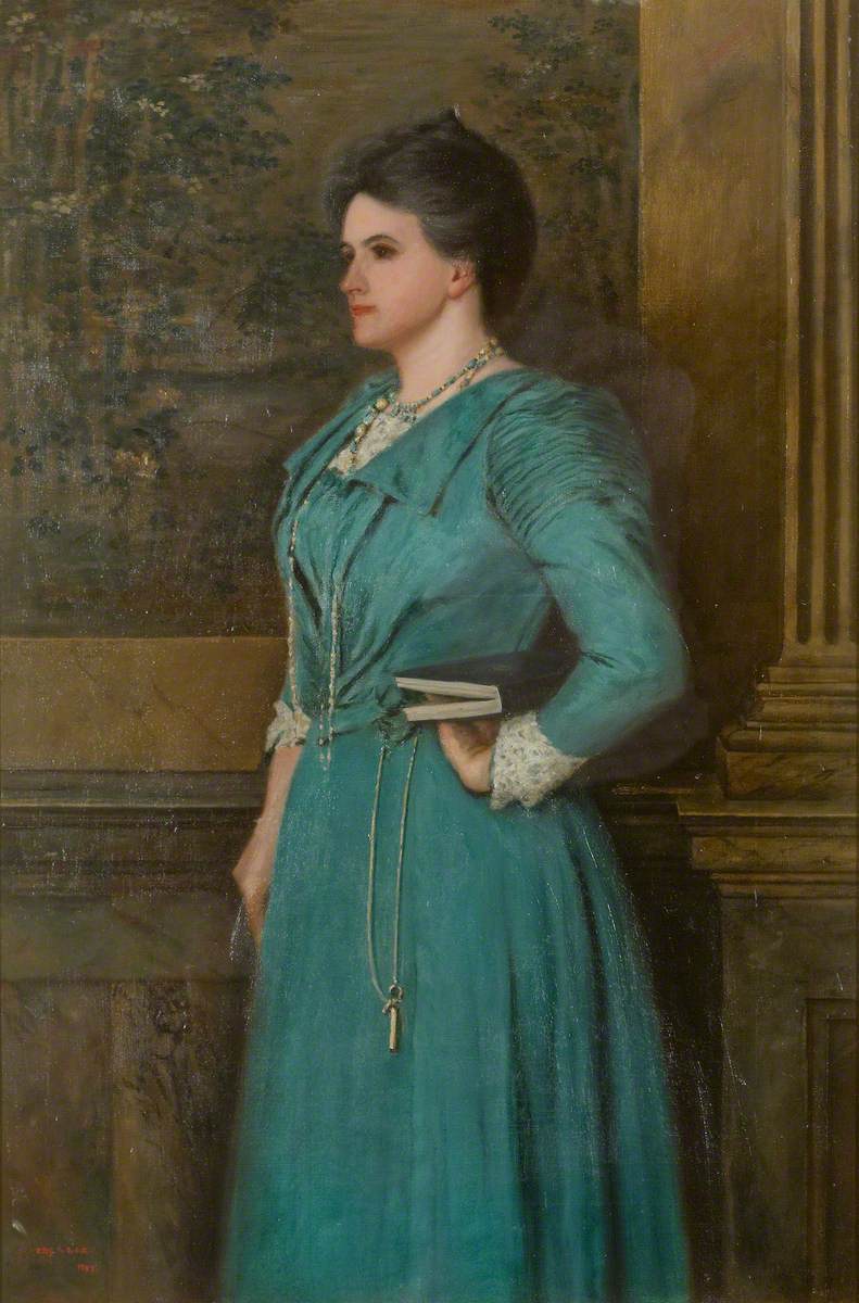Chân dung vợ Kipling, Caroline Starr Balestier, do anh họ ông, Sir Philip Burne-Jones vẽ