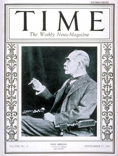 Kipling, 60 tuổi, trên bìa tạp chí Time, 27 tháng 9 năm 1926