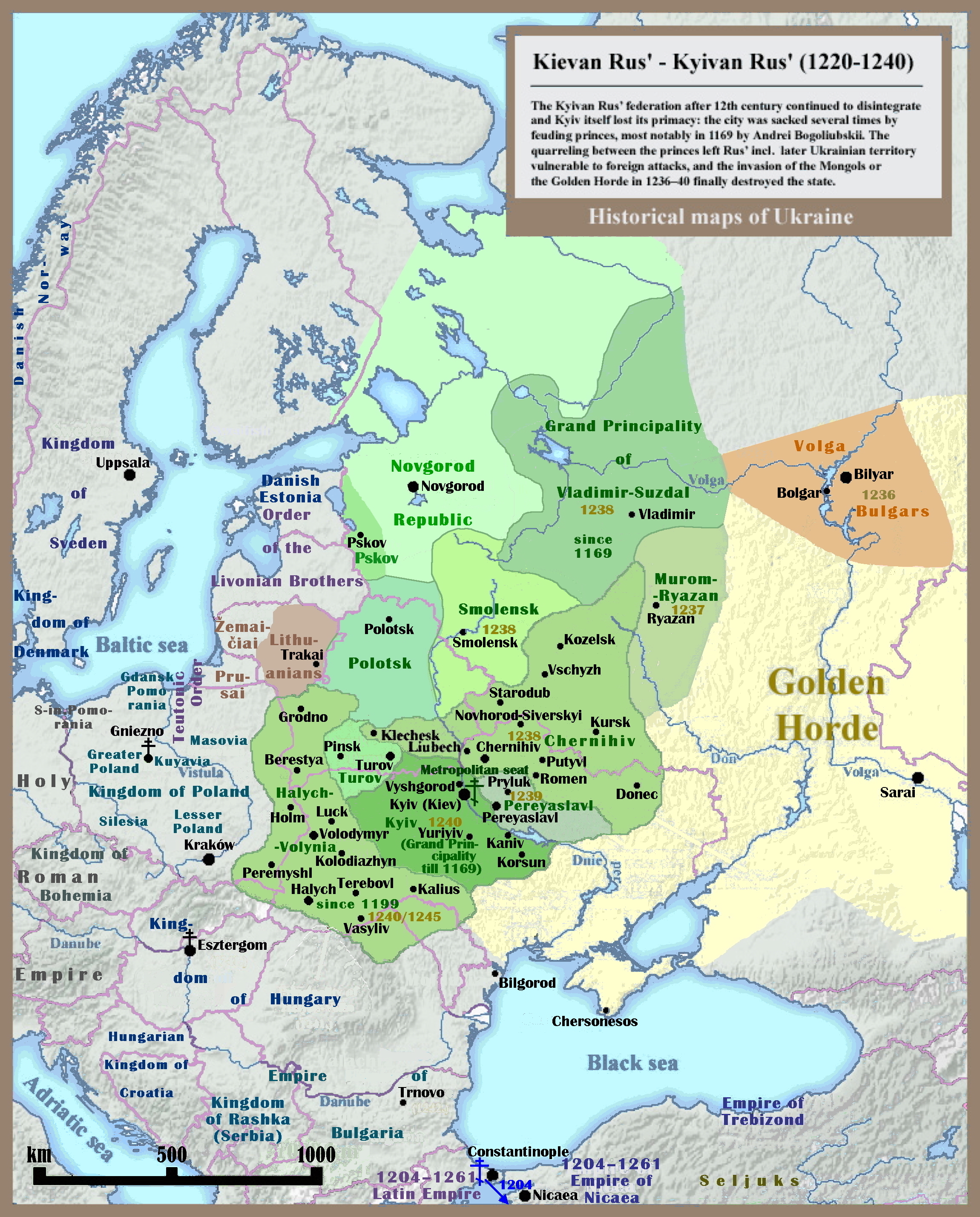 Principalities in Eastern Europe before the Mongol and Lithuanian invasions.