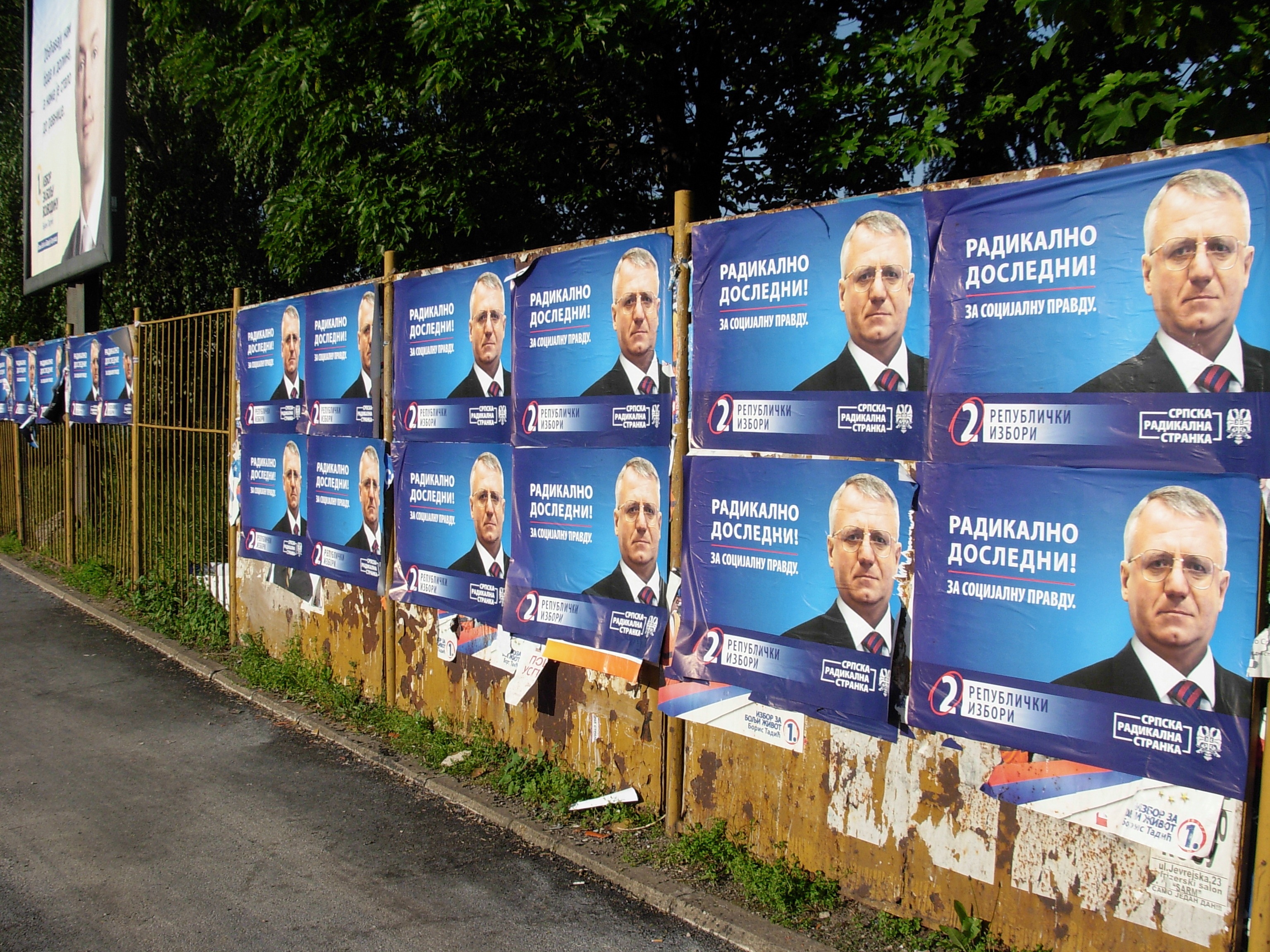A 2012 campaign poster for Vojislav Šešelj, president of the Serbian Radical Party.