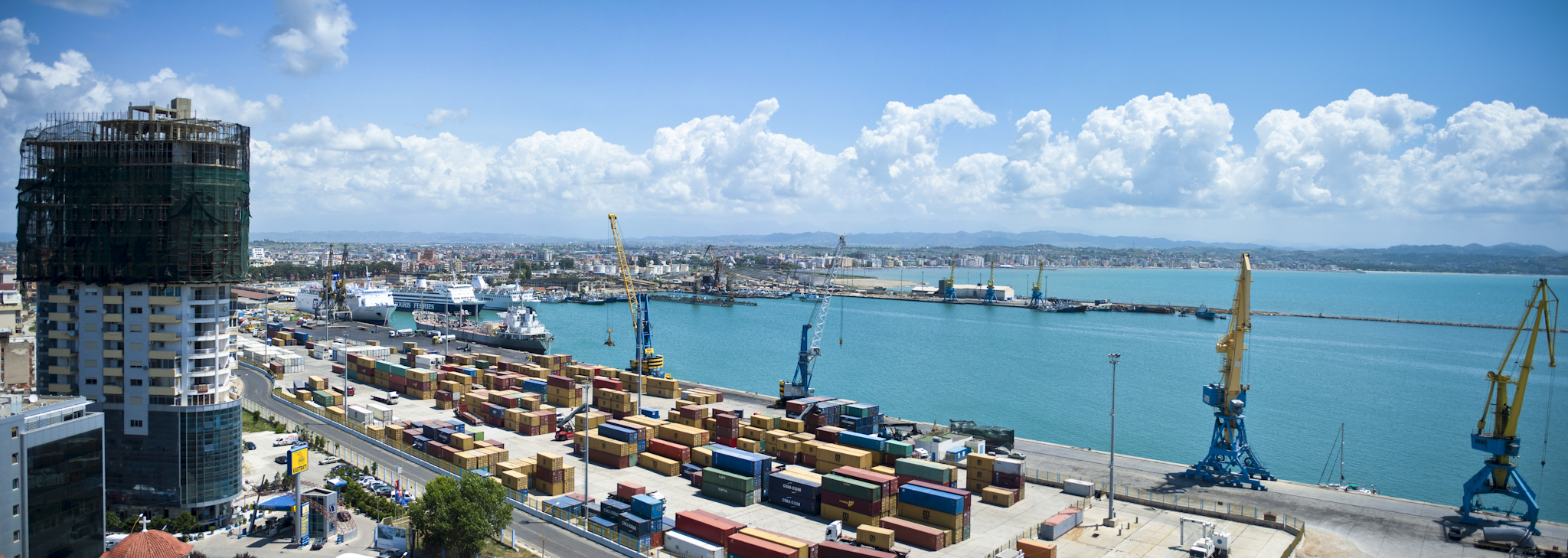The Port of Durrës in Albania serves as a crucial maritime gateway for landlocked Kosovo, with a dedicated customs office facilitating trade.