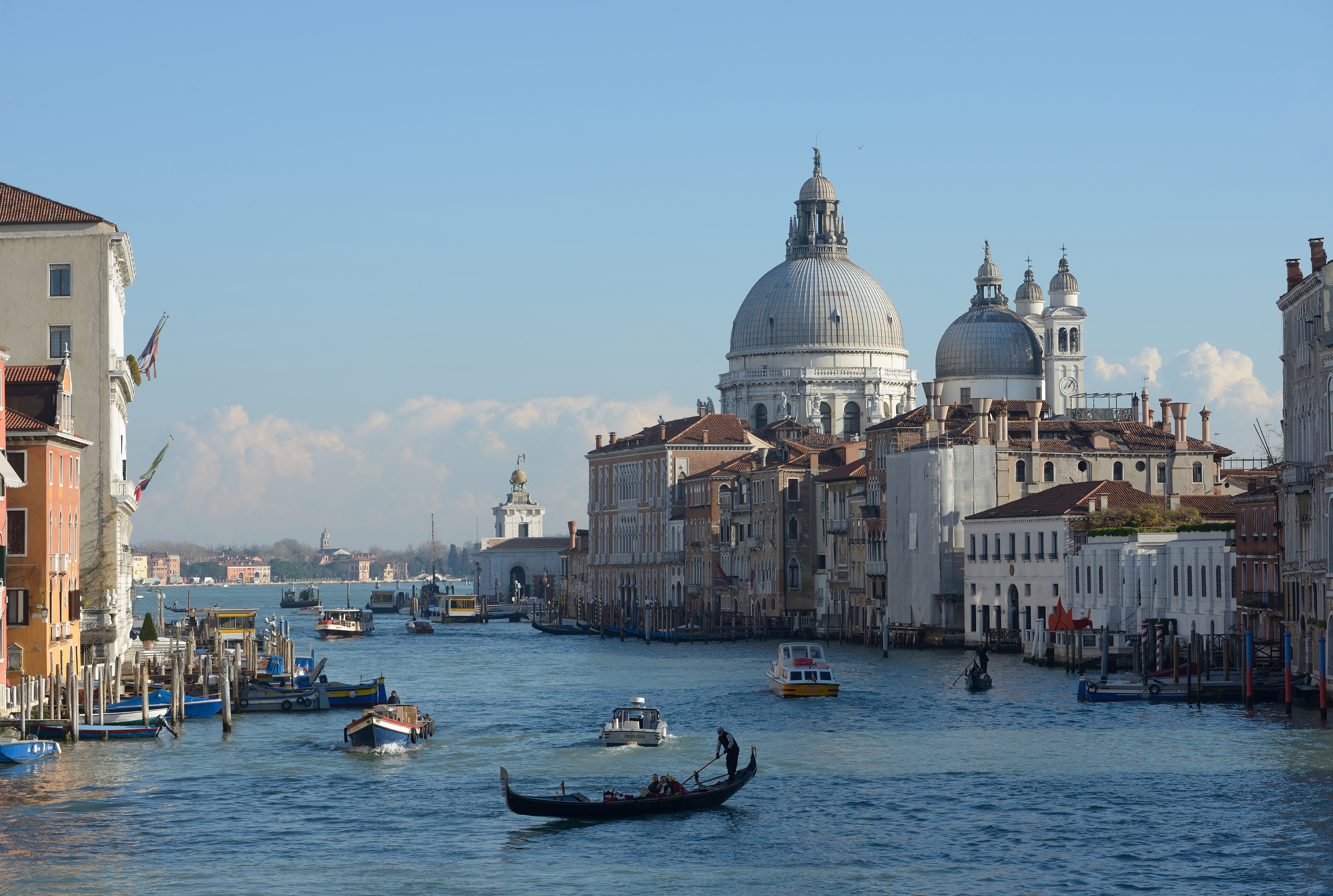 The Grand Canal in Venice, a major tourist destination known for its unique waterways and architecture.