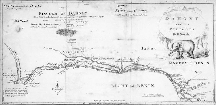 แผนที่อาณาจักรดาโฮมีย์ ค.ศ. 1793