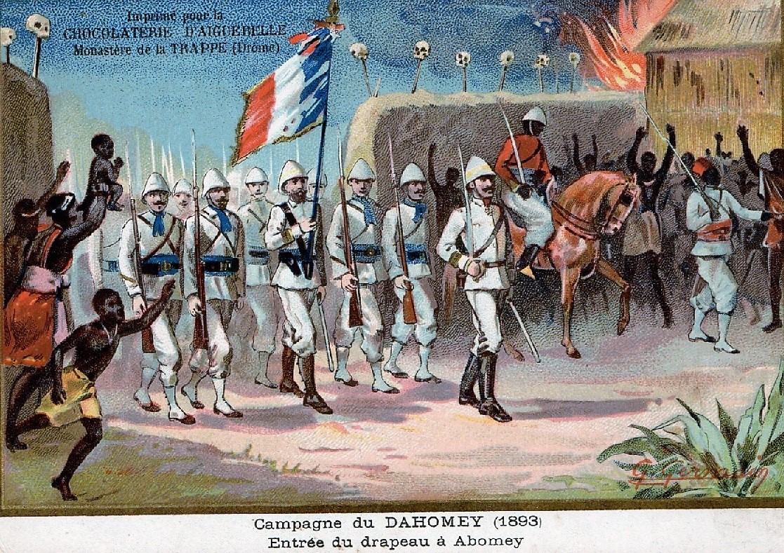 ภาพวาดของฝรั่งเศสเกี่ยวกับการพิชิตดาโฮมีย์ในปี ค.ศ. 1893
