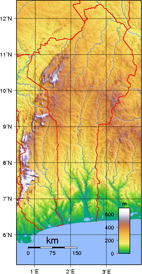 ベナンの地形図