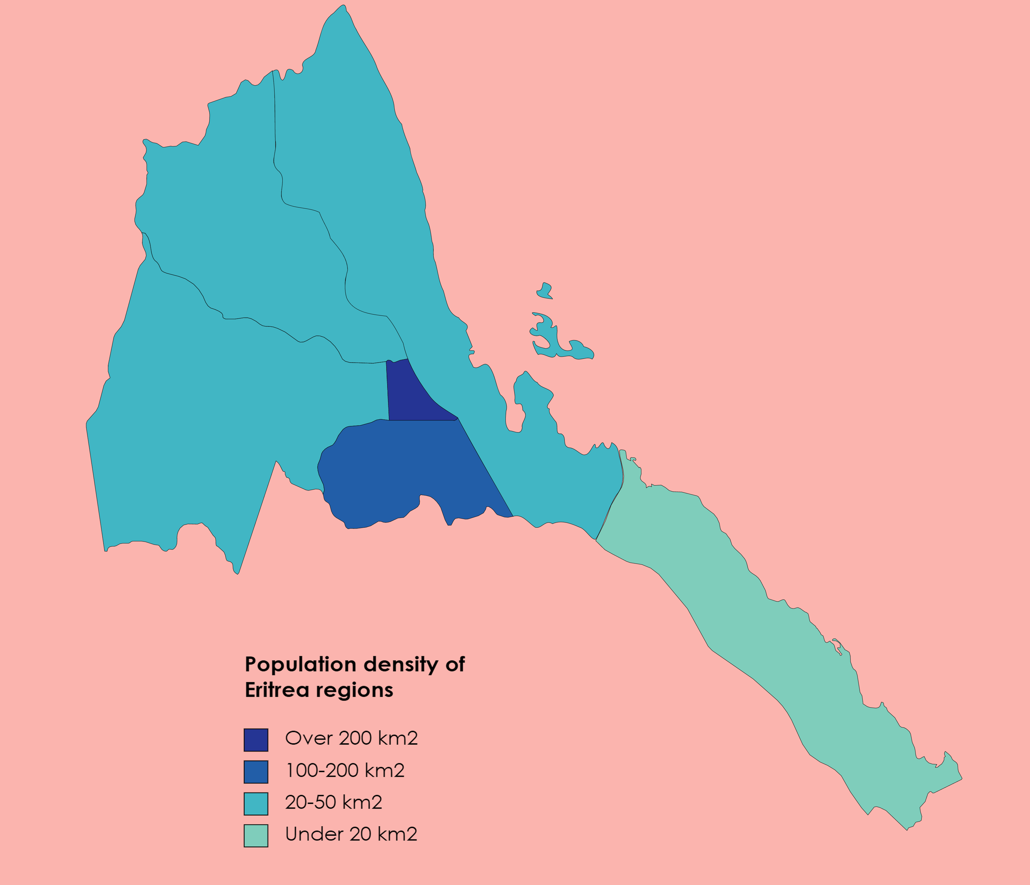 Kepadatan penduduk wilayah Eritrea