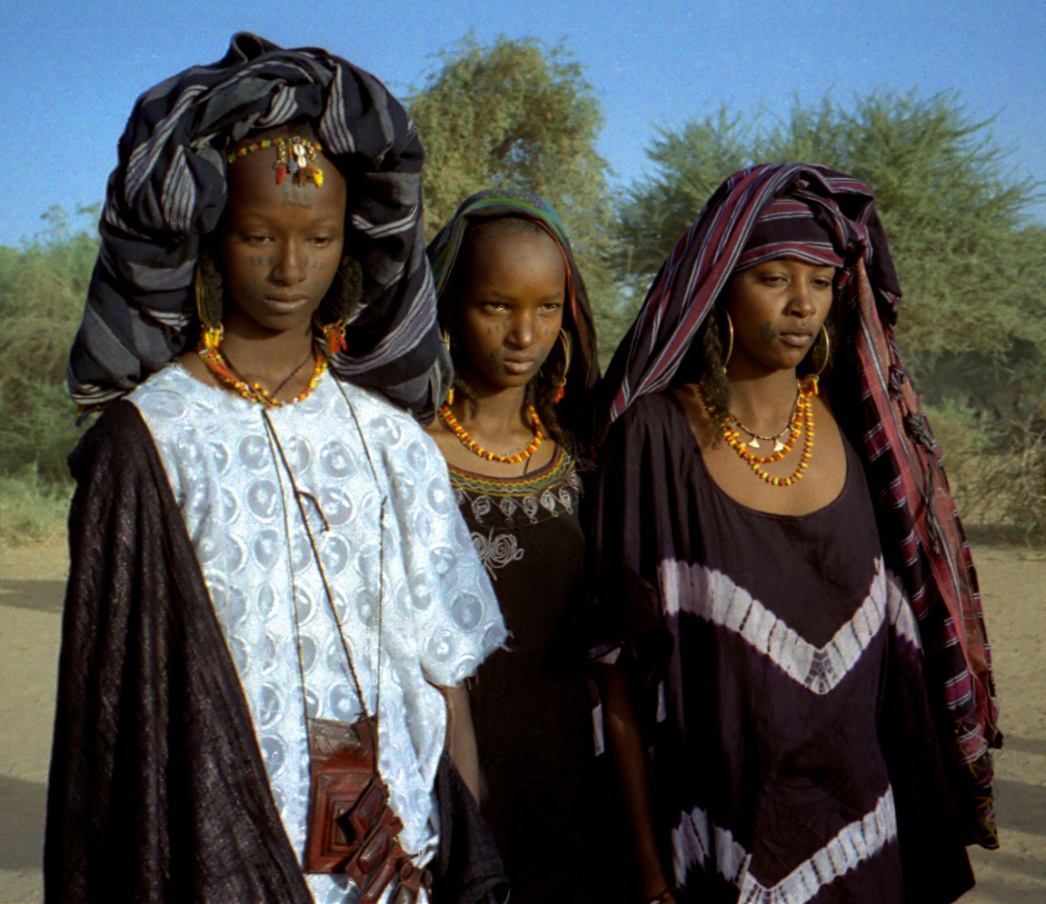 Wodaabe women with traditional facial tattoos 
