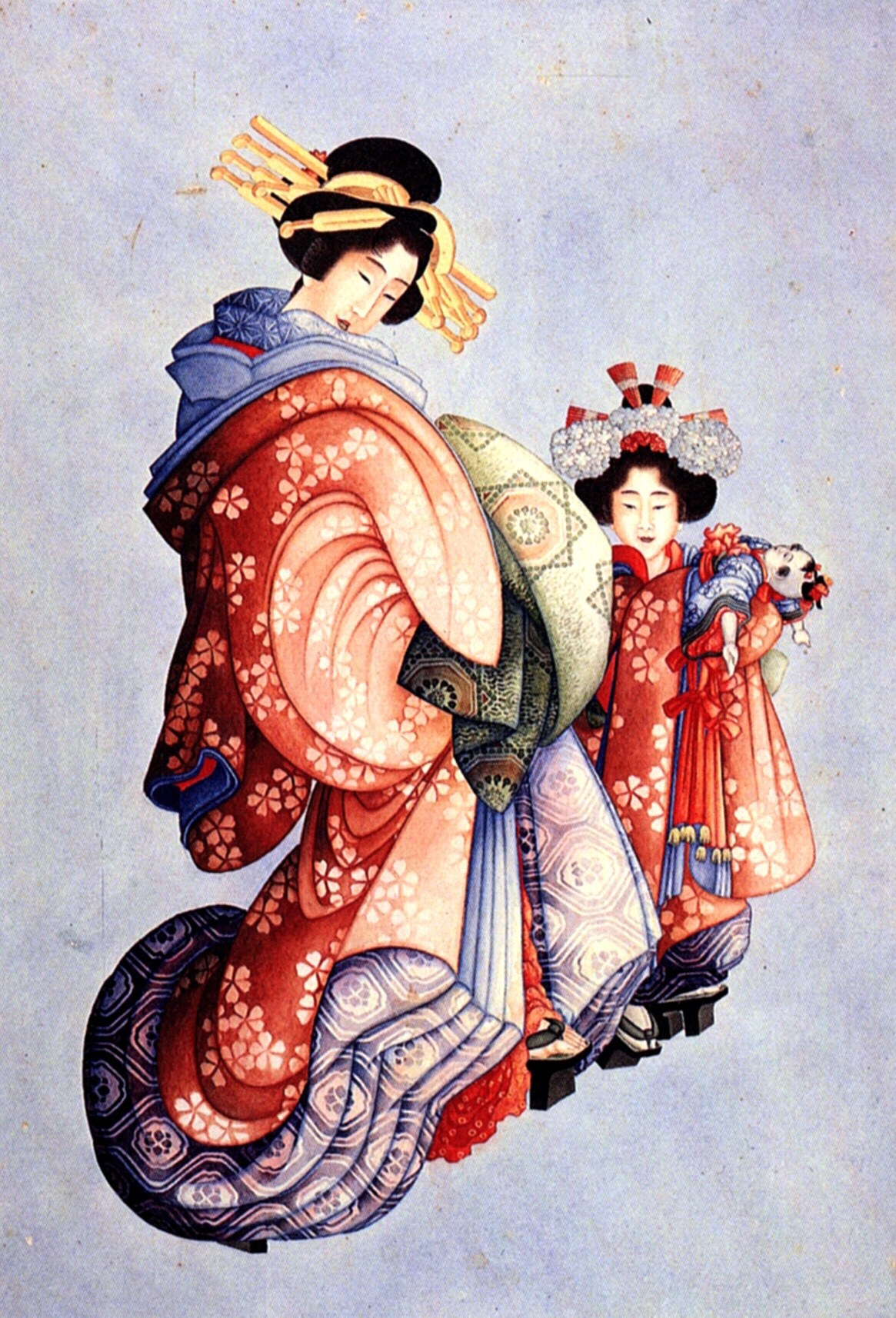 『遊女と禿일본어』 (유녀와 가무로) (1826년), 필리프 프란츠 폰 지볼트의 주문으로 그린 작품.