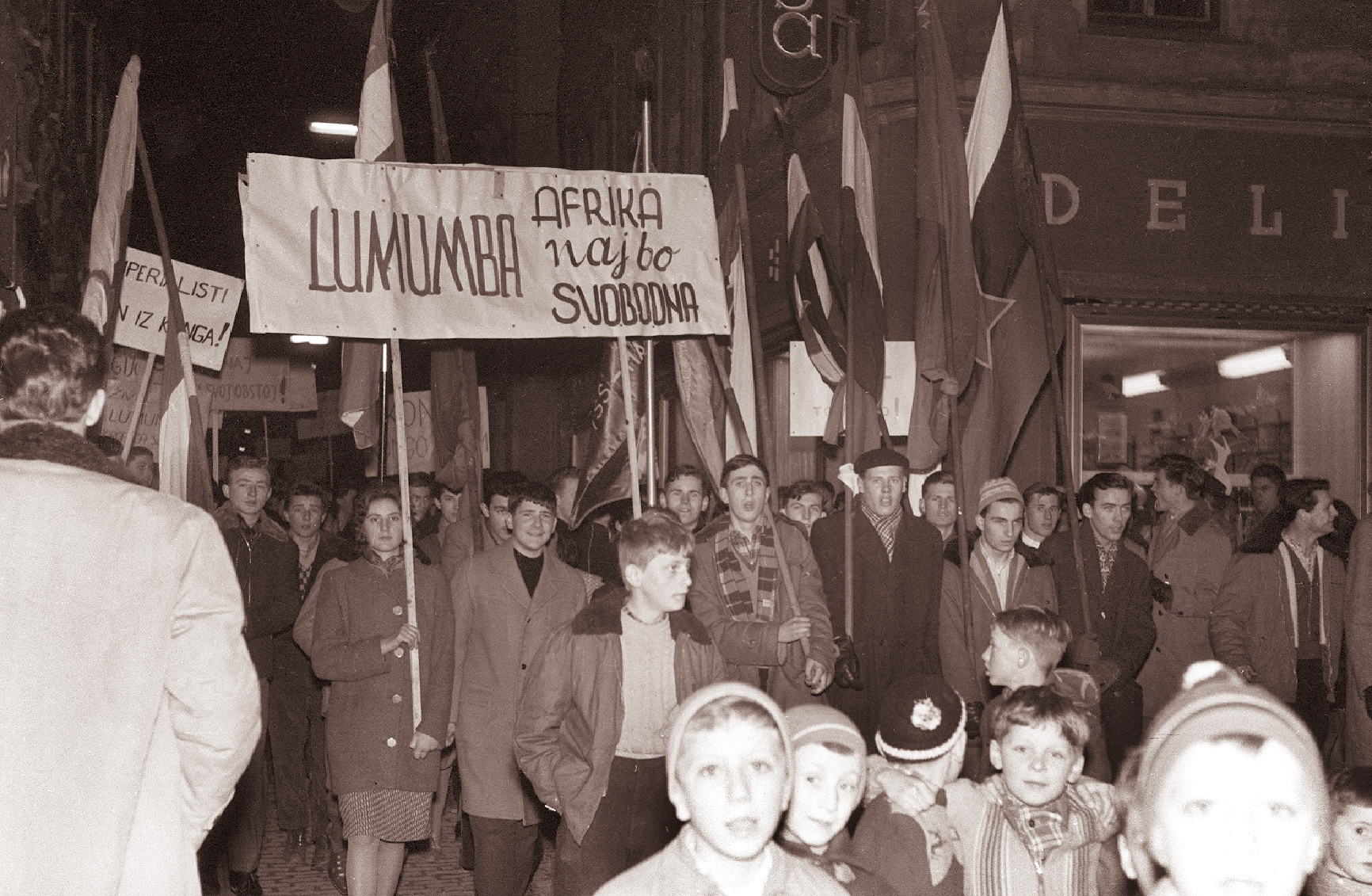 Young protesters in Maribor, Yugoslavia, against the death of Lumumba, 1961.