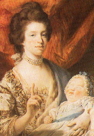 Vương nữ Vương thất sơ sinh cùng mẹ, Vương hậu Charlotte. Họa phẩm của Francis Cotes, năm 1767.