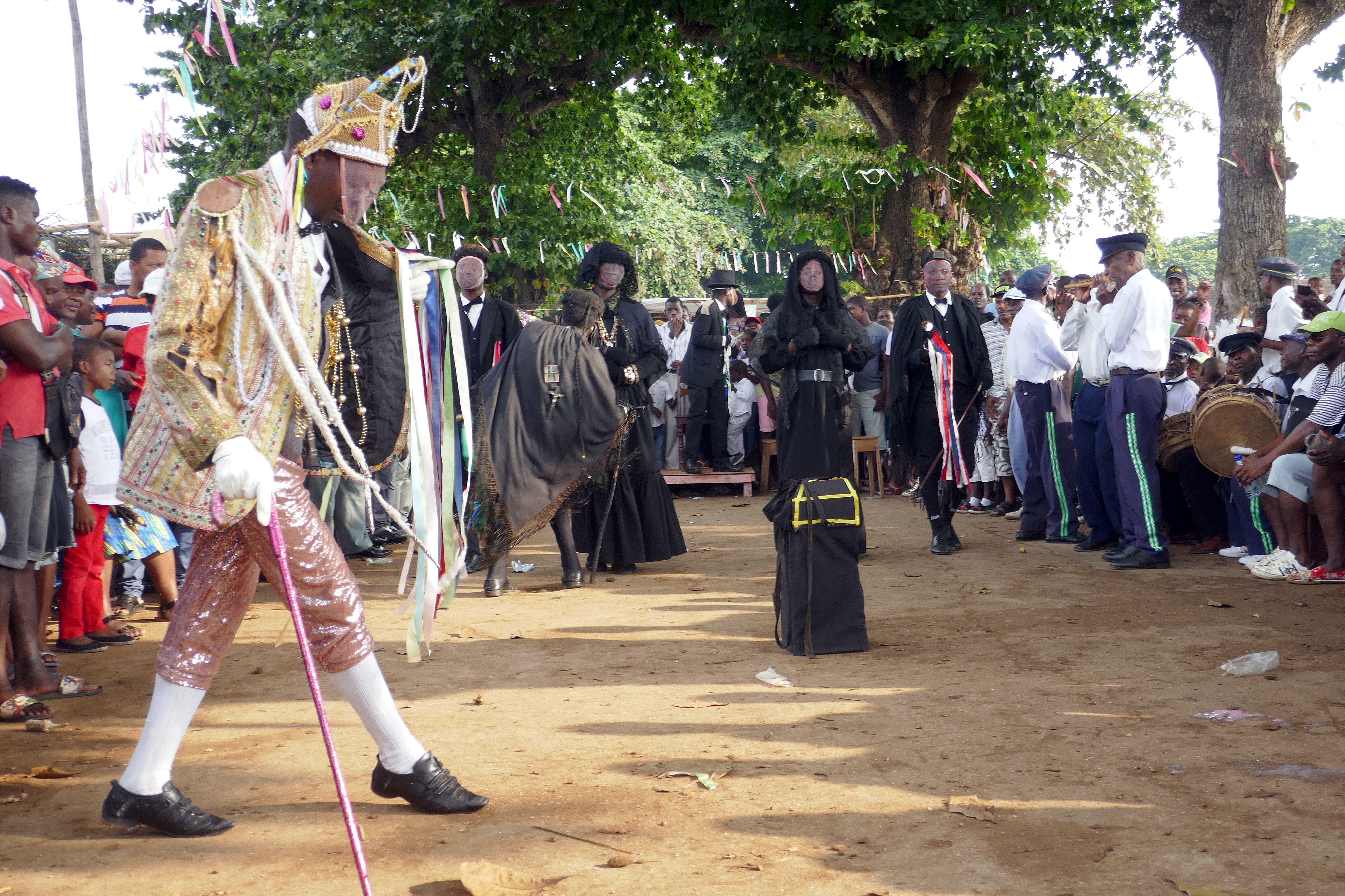 A scene of Santomean Tchiloli, Auto de Floripes Festival