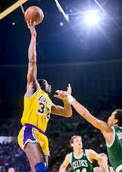 Johnson against the Boston Celtics during the 1987 NBA Finals