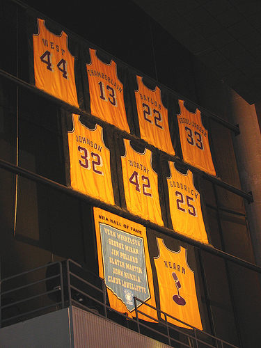 Johnson's number 32 jersey was retired by the Los Angeles Lakers in 1992.