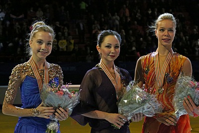 Tuktamysheva di podium Kejuaraan Eropa 2015.