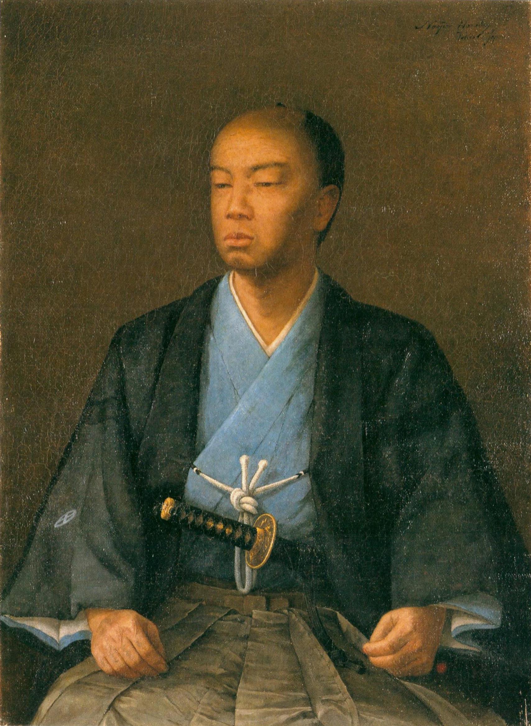 하라다 나오지로가 그린 시마즈 히사미쓰의 초상.