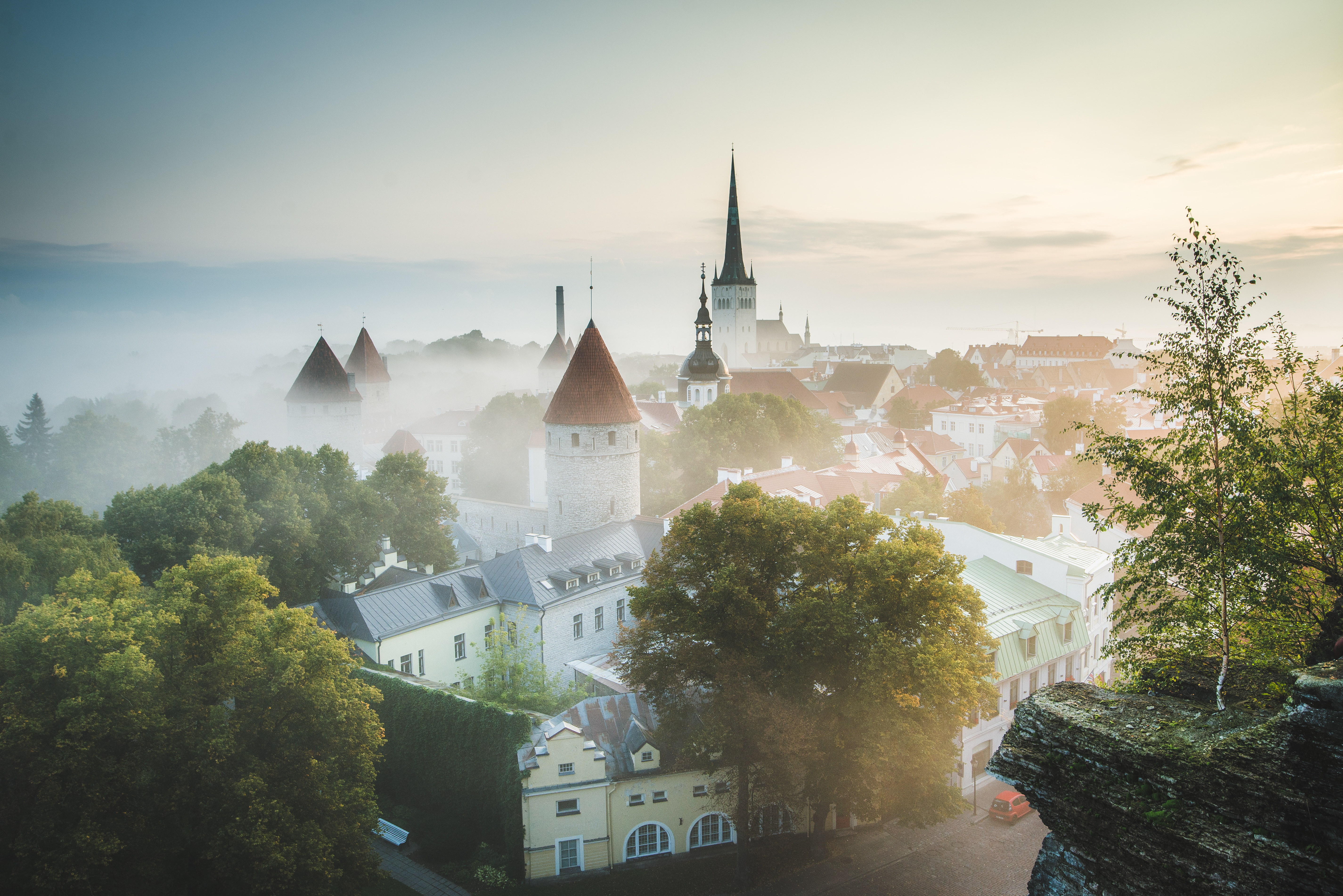 Tallinn's Old Town at sunrise. Tallinn is the capital and largest city, serving as the primary economic and cultural hub.