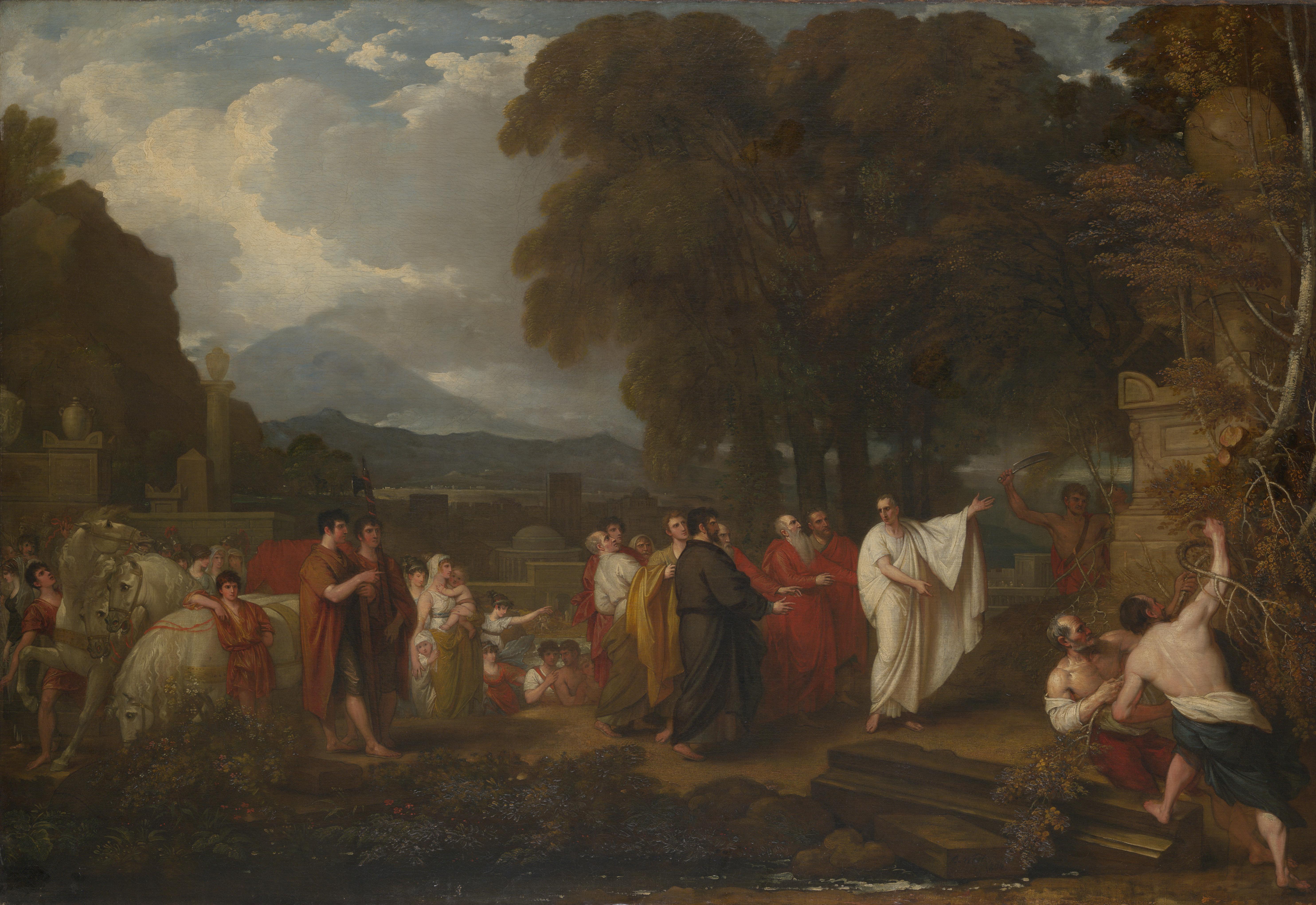 Cicero Discovering the Tomb of Archimedes (1805) by Benjamin West.
