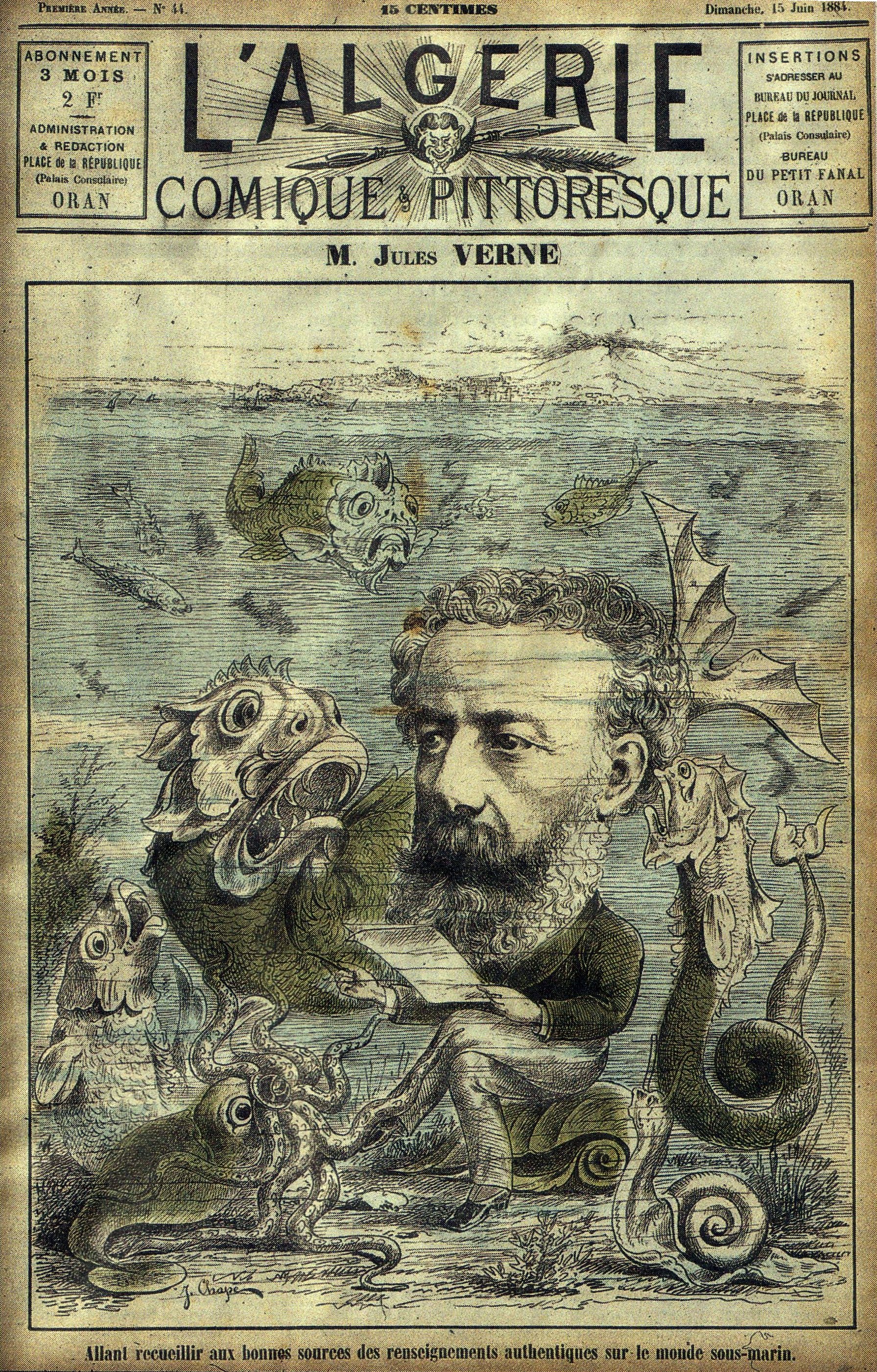 ภาพการ์ตูนของแวร์นกับสิ่งมีชีวิตใต้ทะเลที่น่าอัศจรรย์ (ค.ศ. 1884)