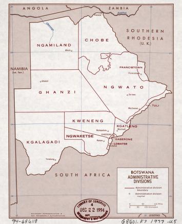Daerah-daerah Botswana pada tahun 1977