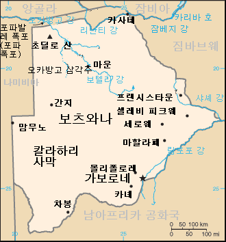 보츠와나의 지도