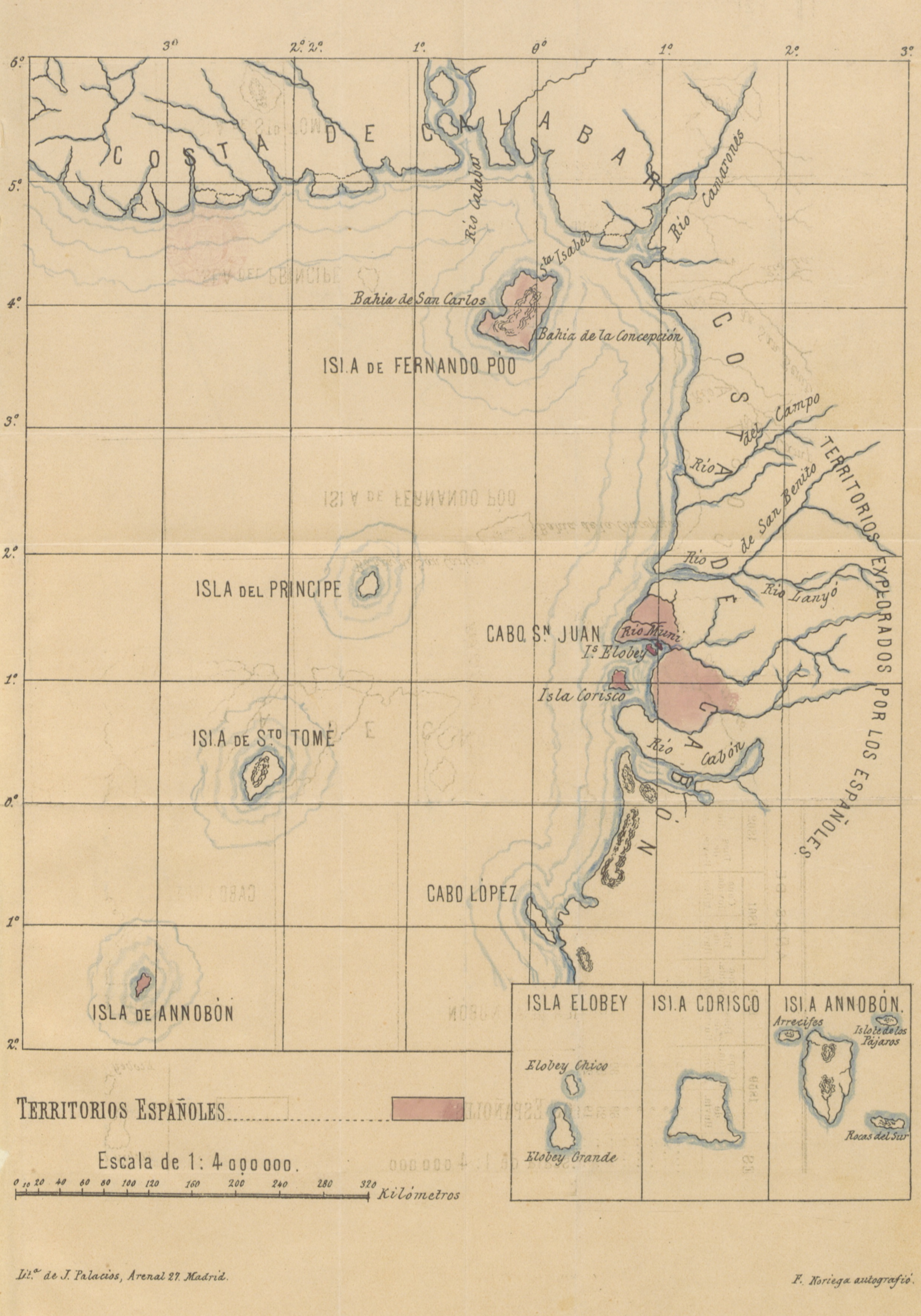1900년 파리 조약 이전, 1897년 스페인령 기니만의 지도