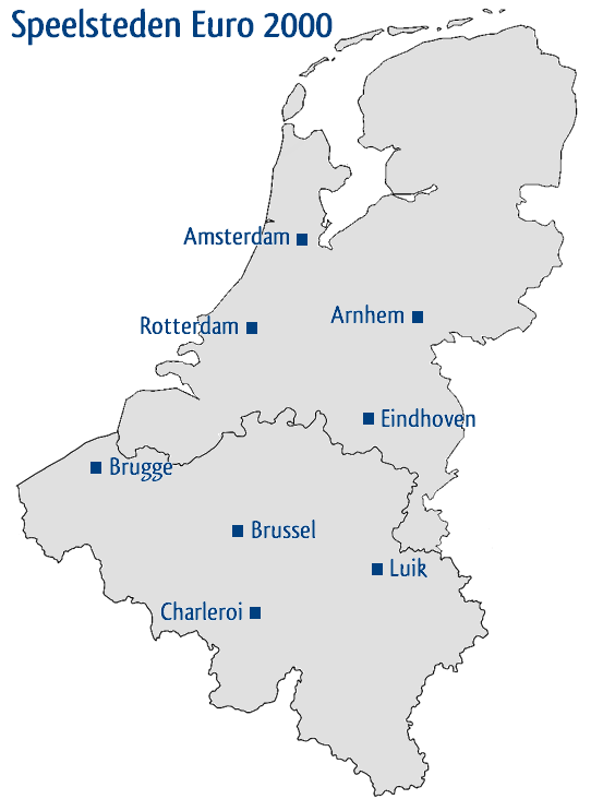 UEFA 유로 2000 경기장 위치도