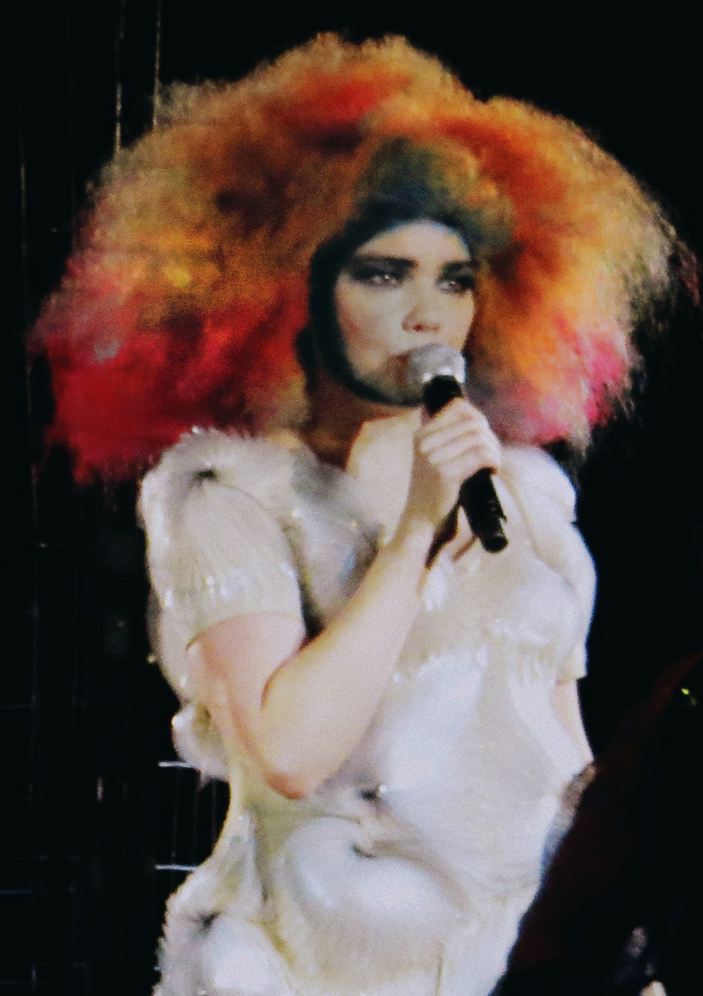 Björk performing at the Cirque en Chantier in Paris, February 2013