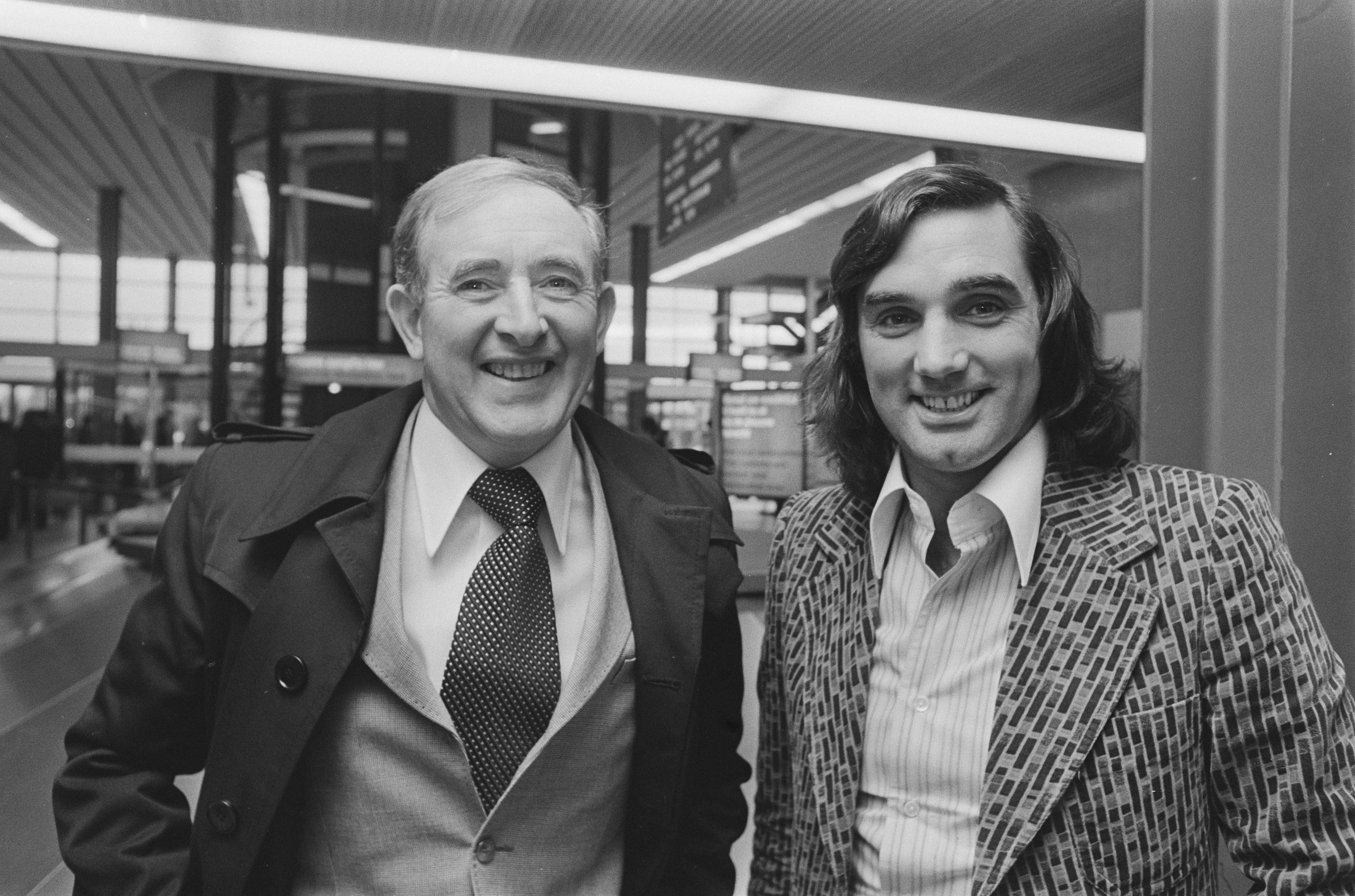 Danny Blanchflower as Northern Ireland manager with George Best (right) in 1976.