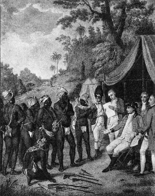 1773年のイギリスとガリフナの間の条約交渉の様子を描いた絵画