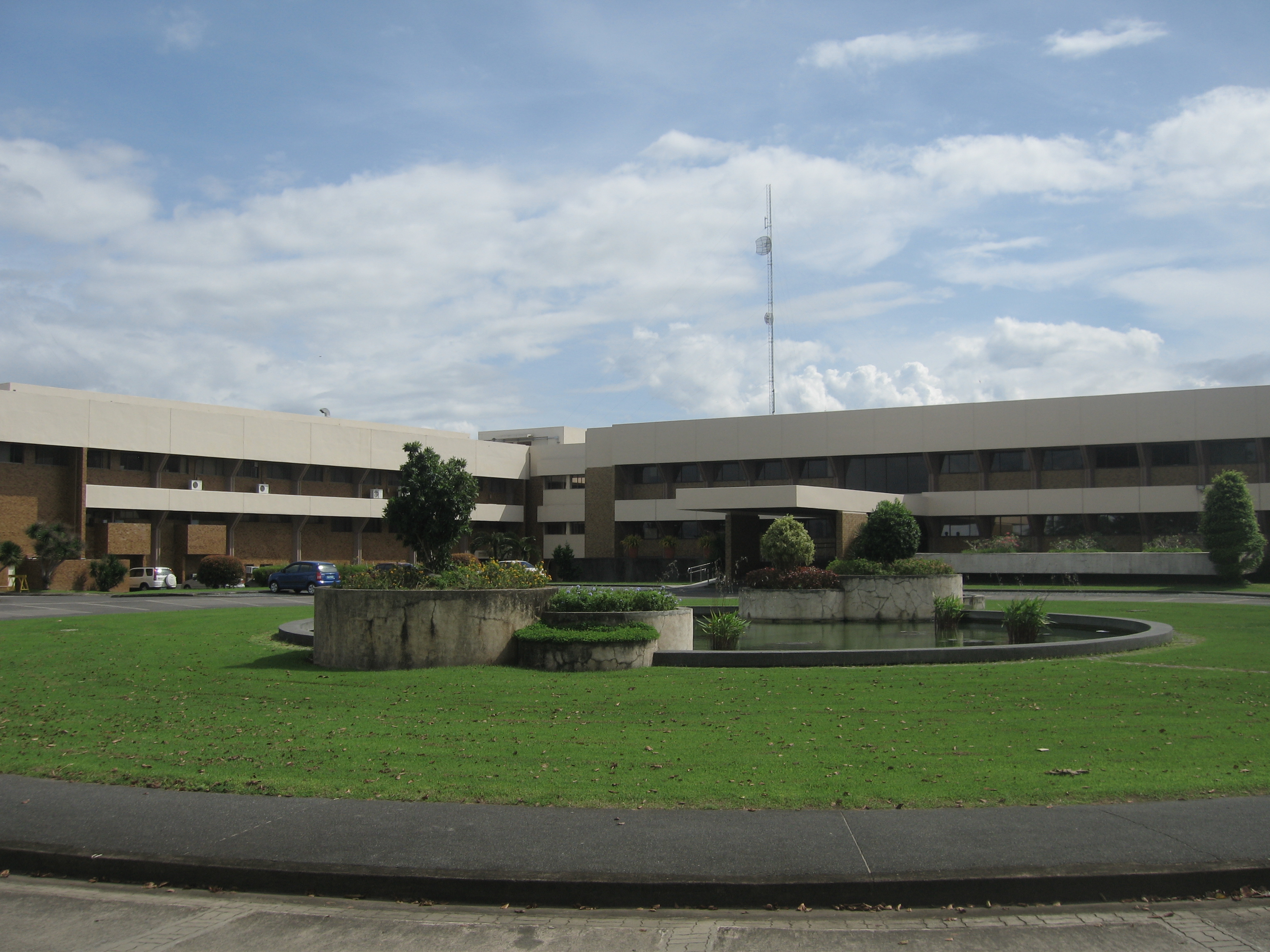 Headquarters of the International Rice Research Institute (IRRI) in Los Baños, Laguna. IRRI plays a crucial role in rice research globally and in the Philippines.