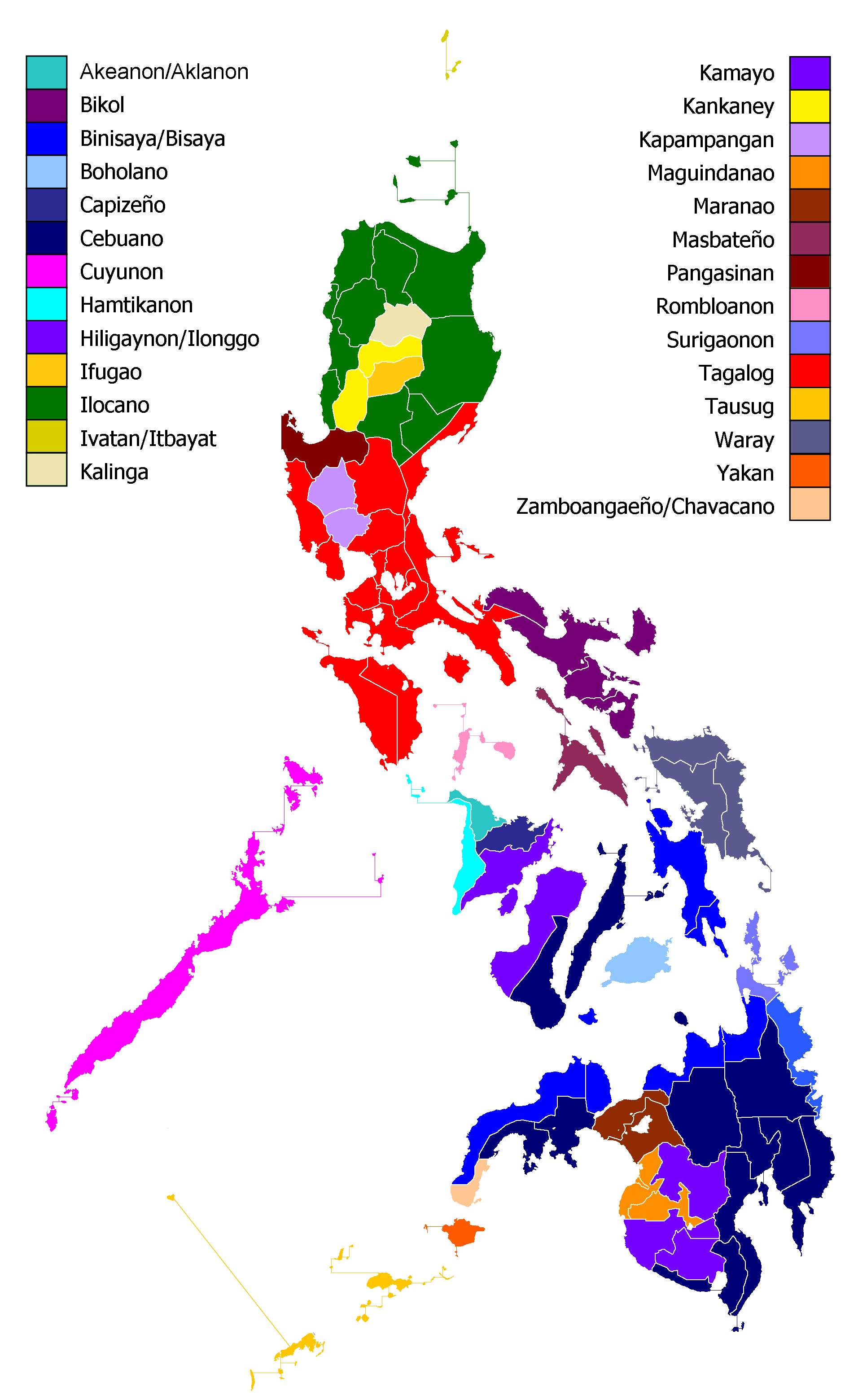 Map showing the dominant ethnic groups by province.