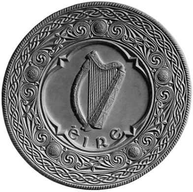Mohor Presiden Ireland, menggabungkan sebuah harp.