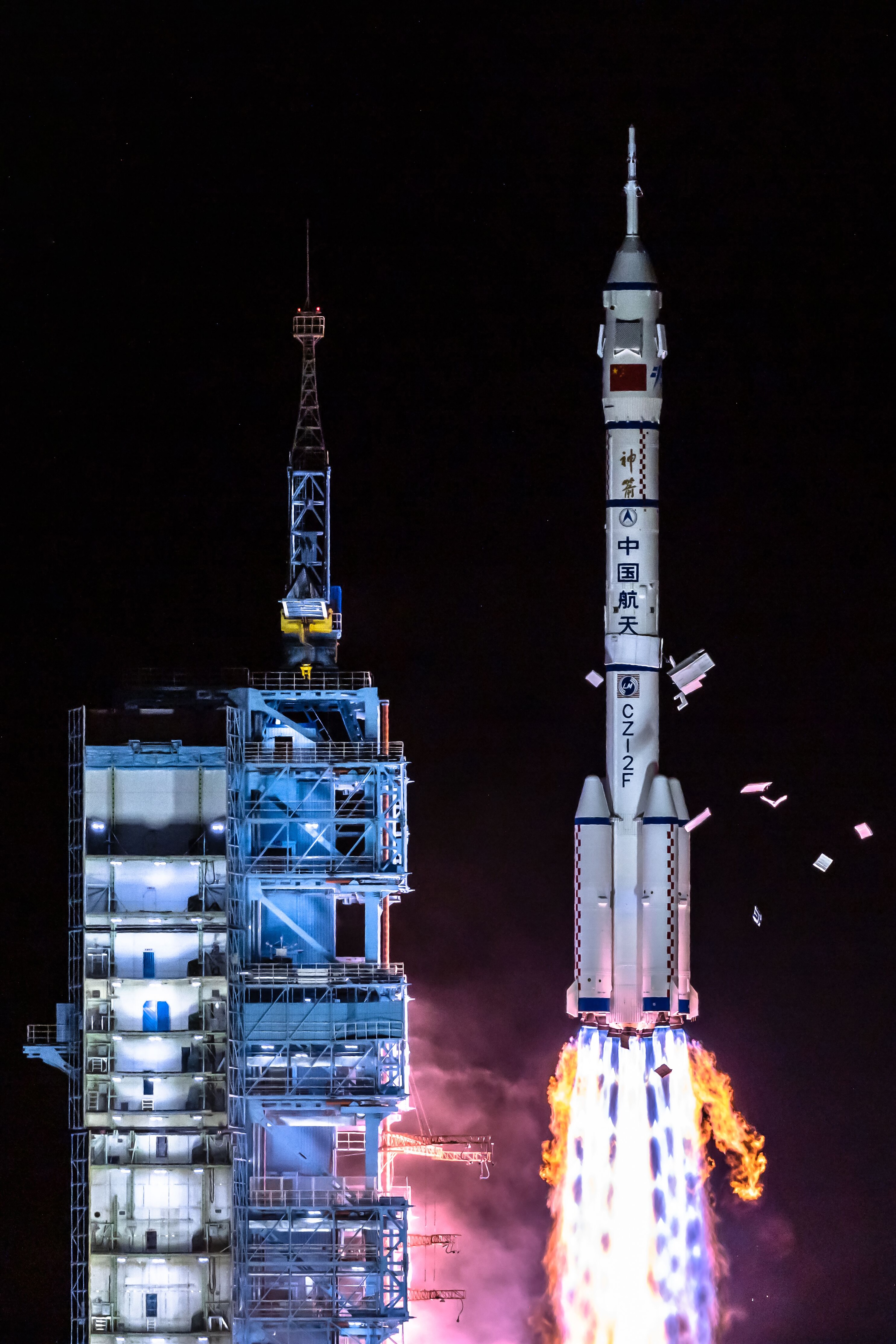 Launch of Shenzhou 13 by a Long March 2F rocket. China is one of only three countries with independent human spaceflight capability.