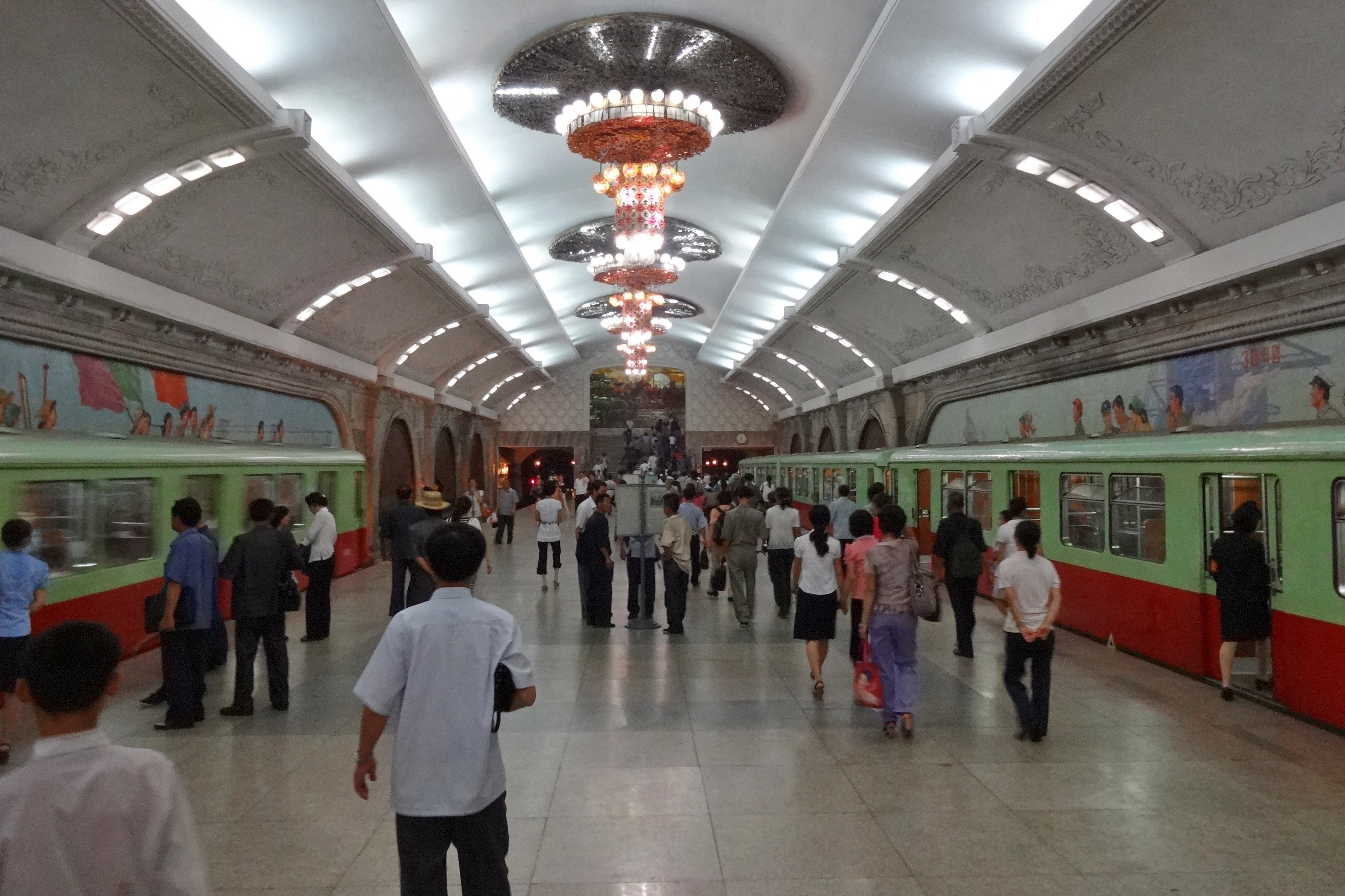 Pyongyang Metro station, designed with bomb shelter functions