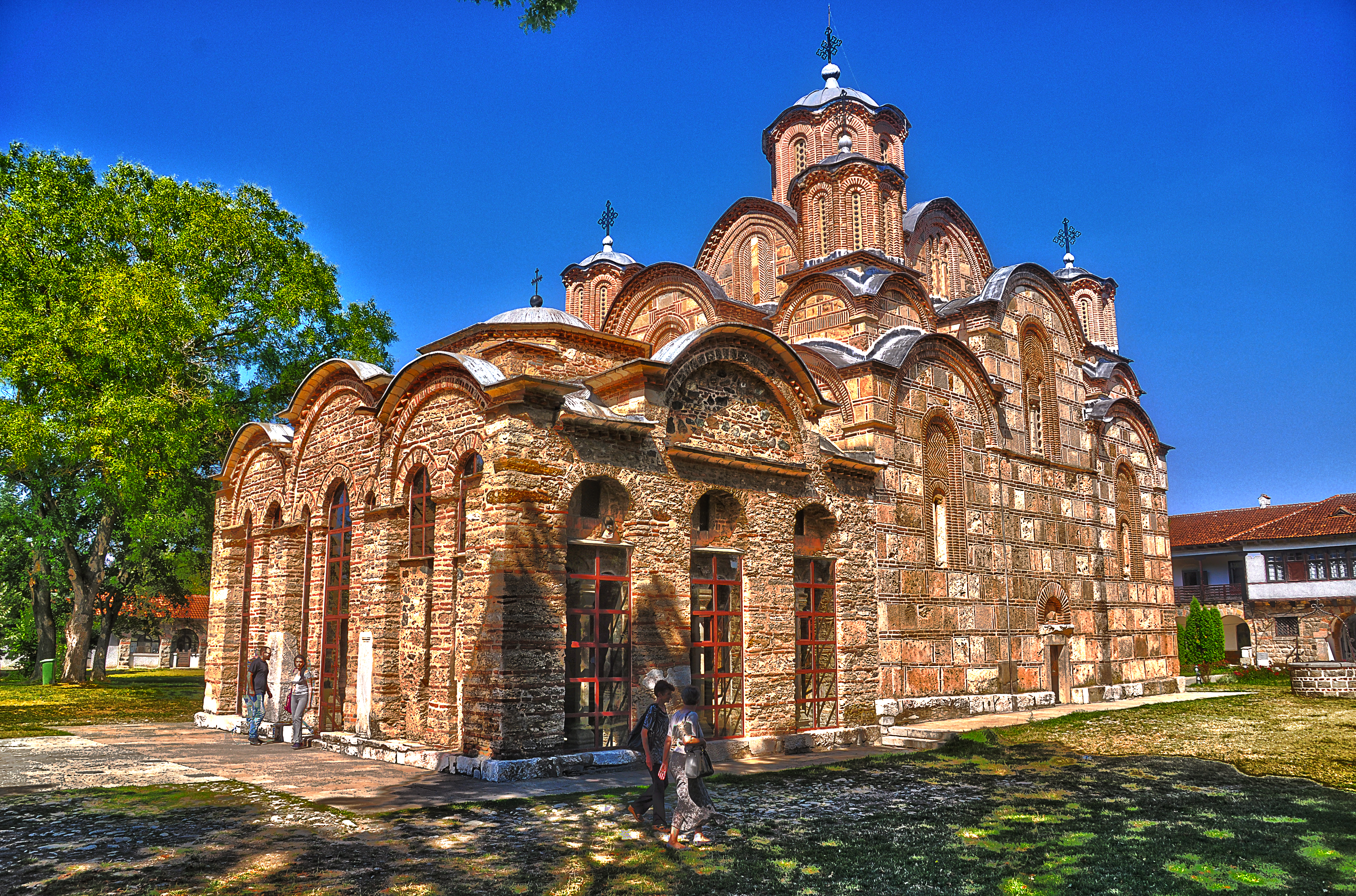 Gračanica Monastery, a UNESCO World Heritage Site, is an example of Serbian medieval architecture in Kosovo.