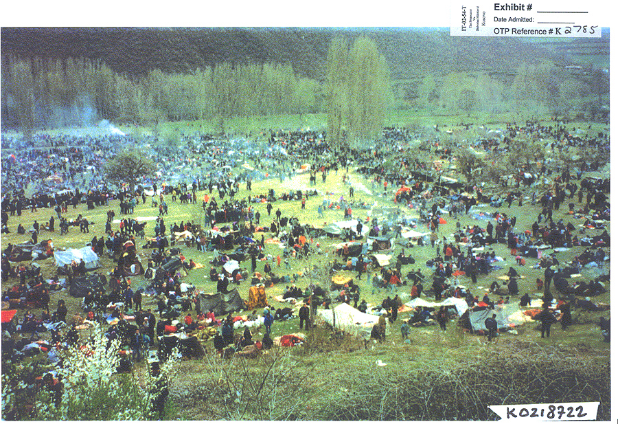 Kosovar Albanian refugees in the Bllace camp near the Macedonian border during the Kosovo War in 1999. The humanitarian crisis prompted NATO intervention.