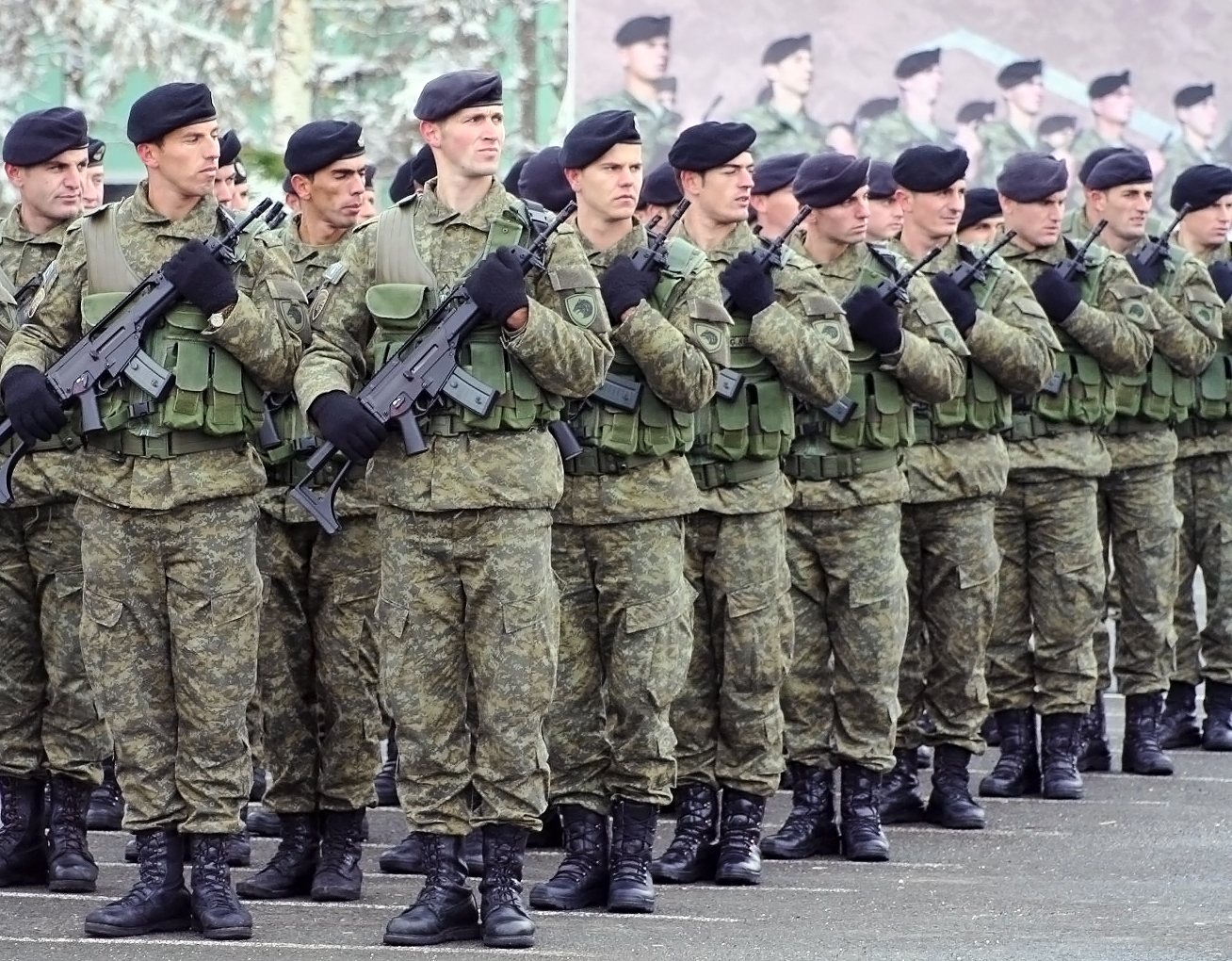Members of the Kosovo Security Force (KSF), which is undergoing a transformation into a professional army.