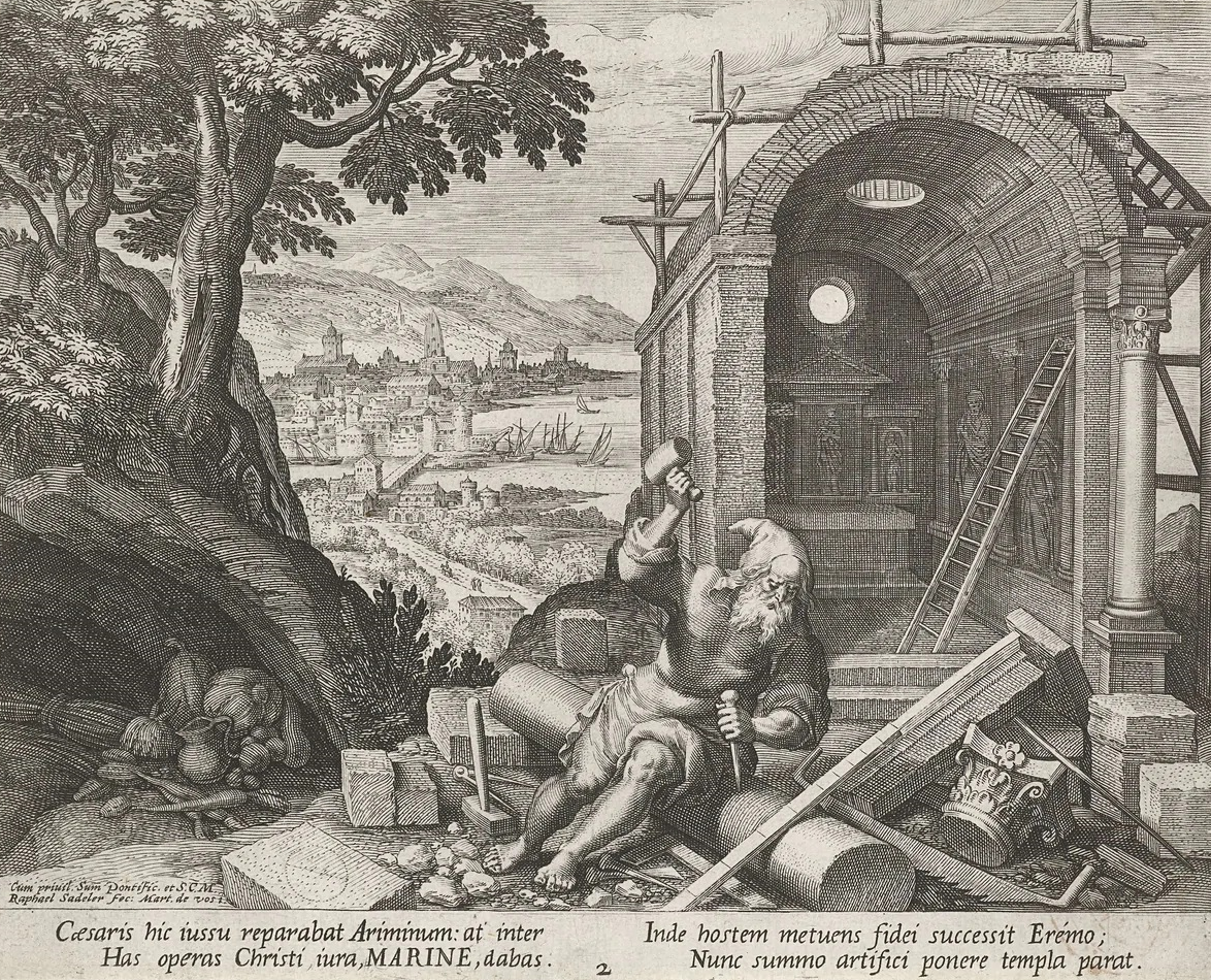Illustration of Saint Marinus, the legendary founder of the Republic of San Marino.